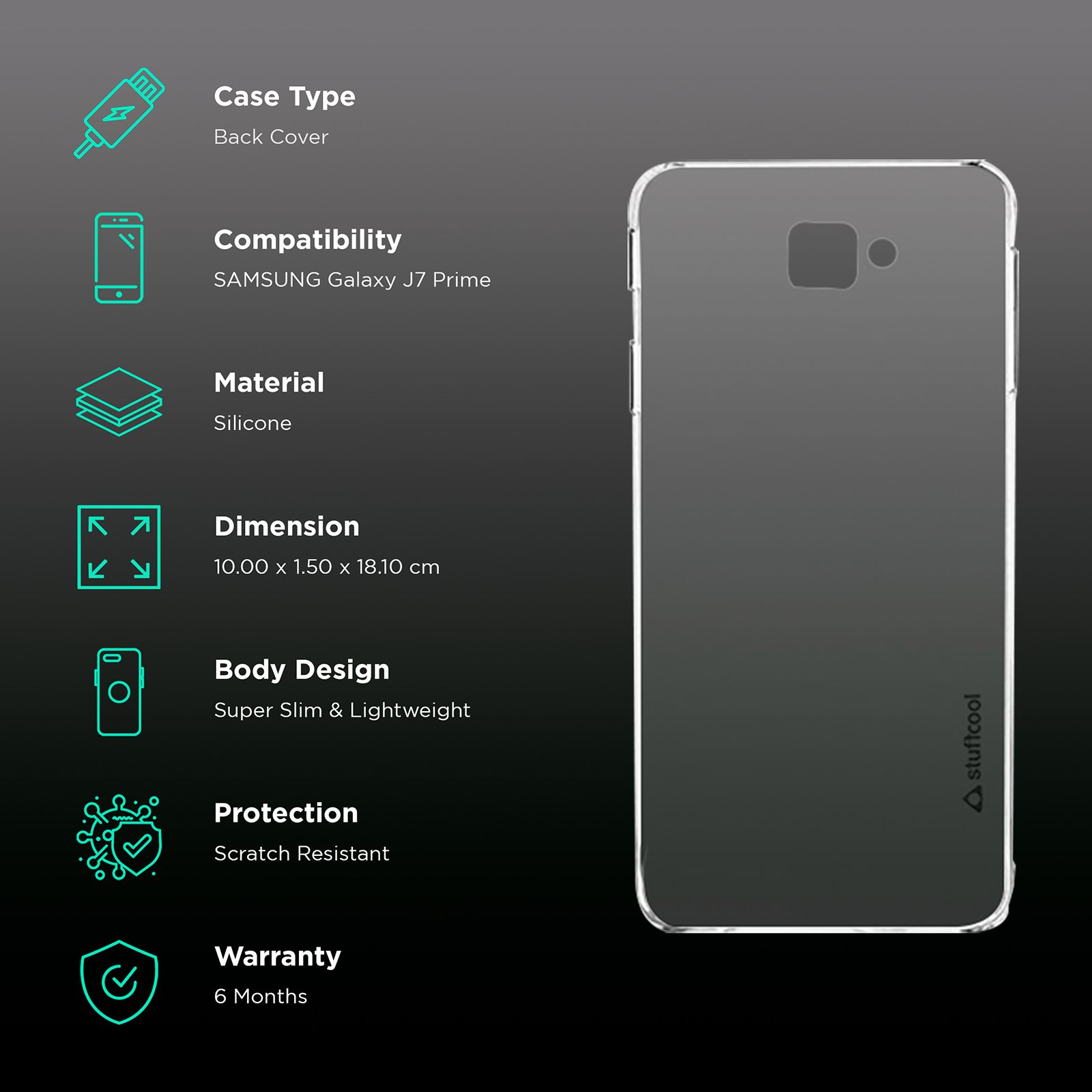 stuffcool Pure Soft Silicone Rubber Back Cover for Samsung Galaxy J7 Prime (Camera Protection, Transparent)_2