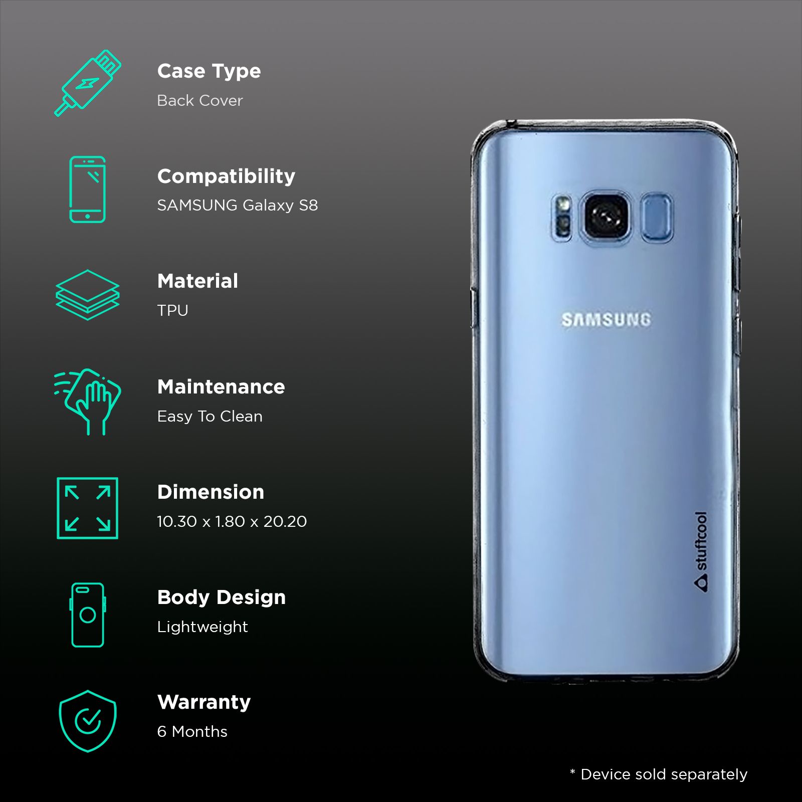 stuffcool PRSGS8 TPU Back Cover for Samsung Galaxy S8 (Camera Protection, Transparent) stuffcool PRSGS8 TPU Back Cover for Samsung Galaxy S8 (Camera Protection, Transparent)_2