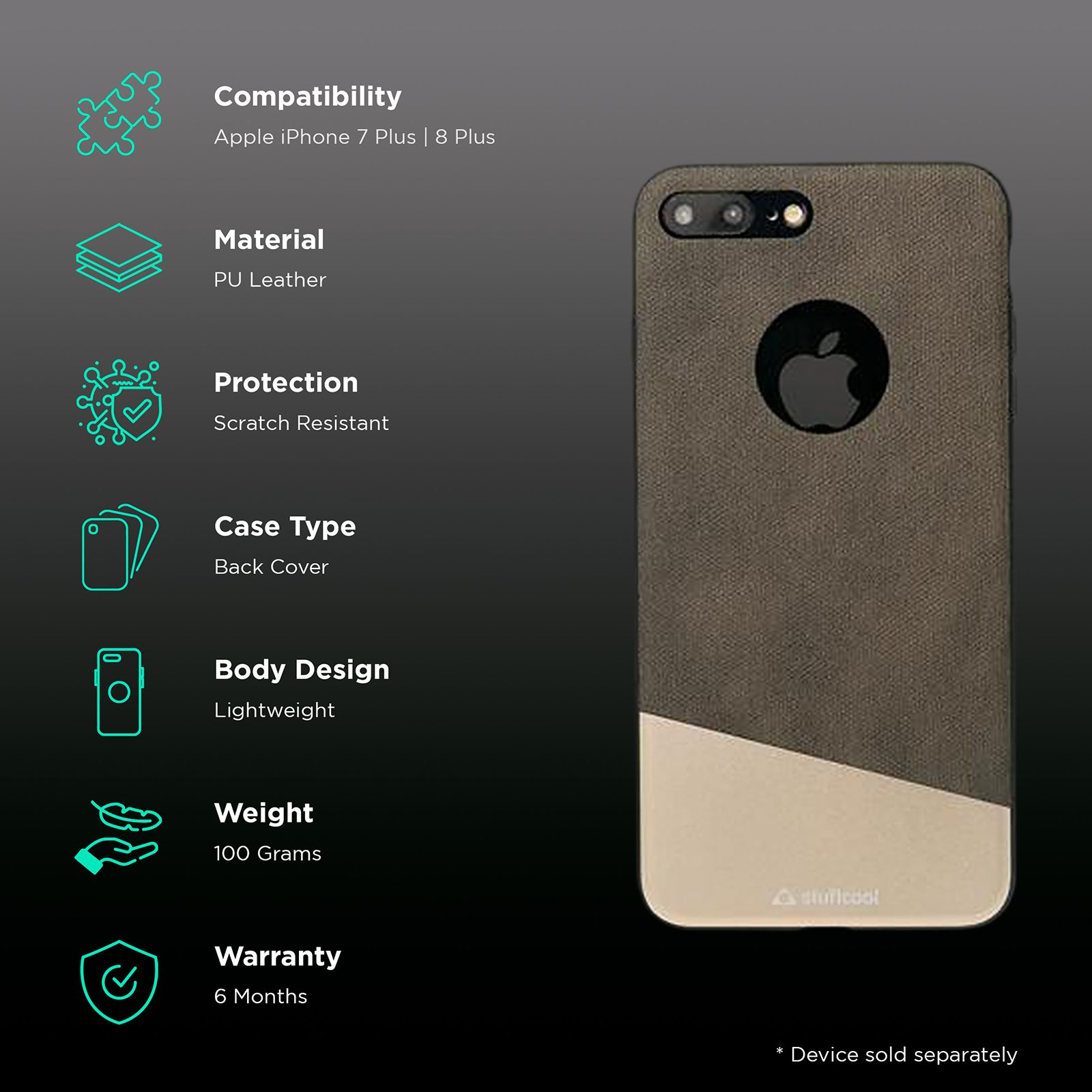 stuffcool Perla Dual Tone PU Leather Back Cover for Apple iPhone 8 Plus and 7 Plus (Integrated Knobs, Brown)_2