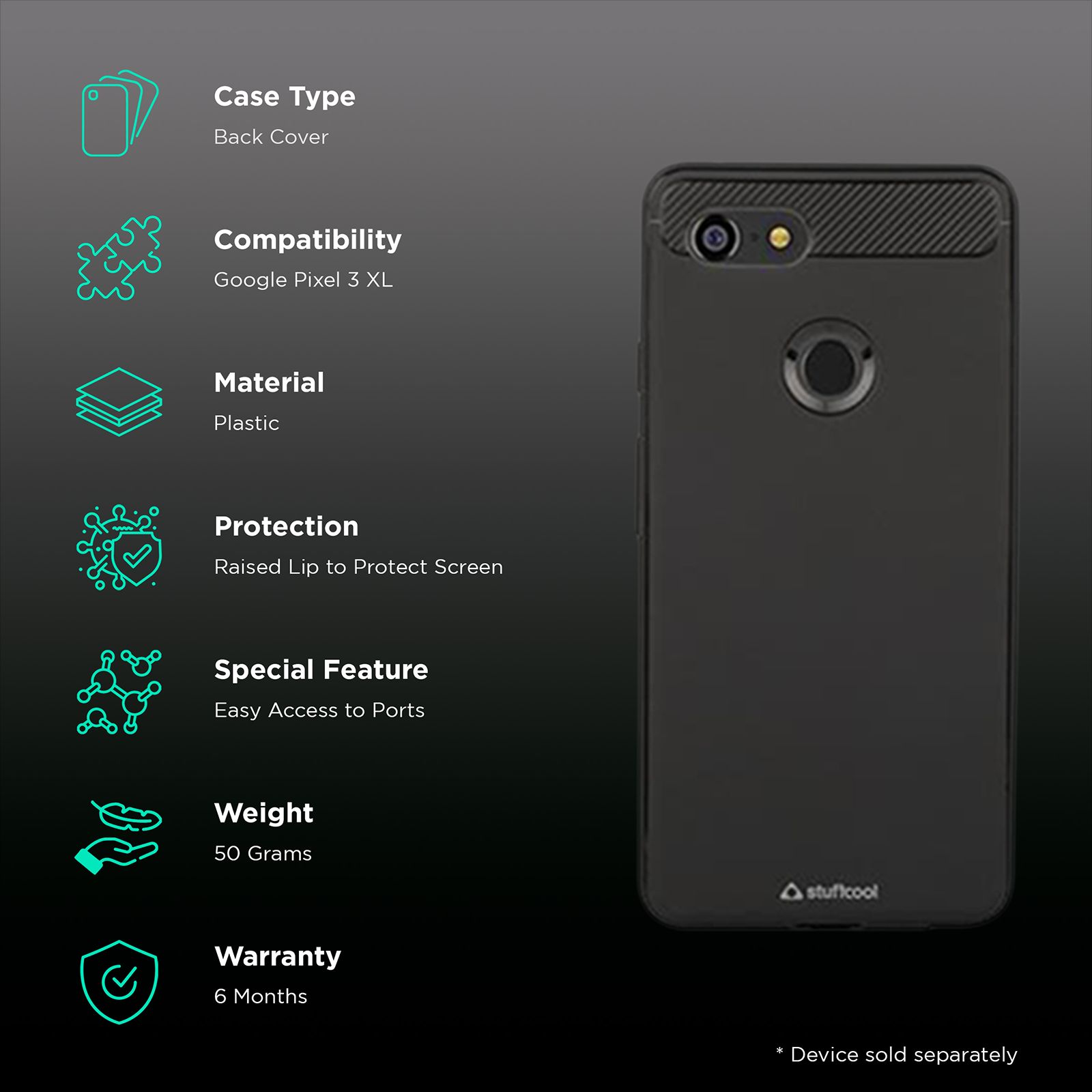 stuffcool Armour Plastic Back Cover for Google Pixel 3 XL (Camera Protection, Black) stuffcool Armour Plastic Back Cover for Google Pixel 3 XL (Camera Protection, Black)_2