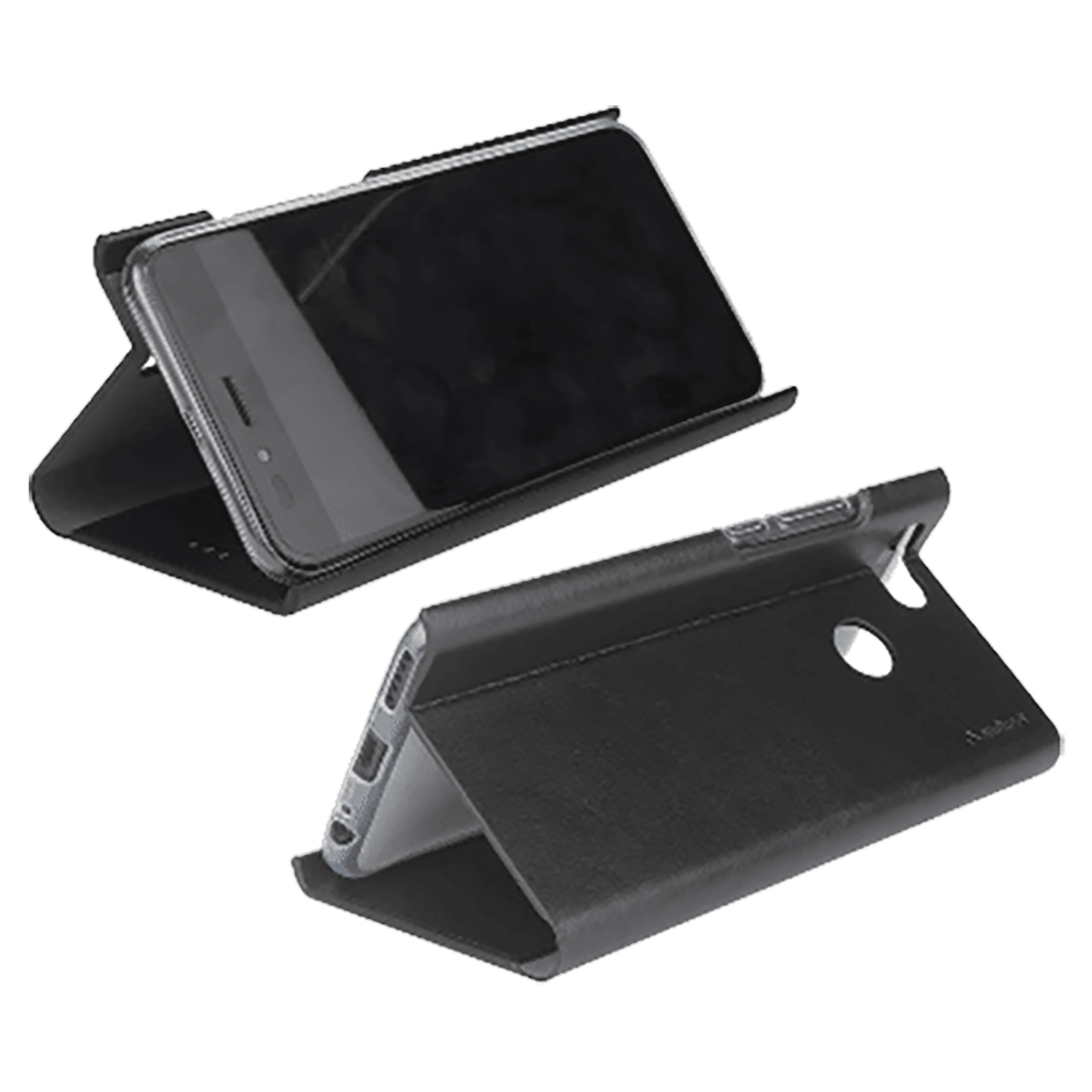 stuffcool Flipit Soft Leather Flip Cover for Redmi 7 (Built-in Stand, Black)_1