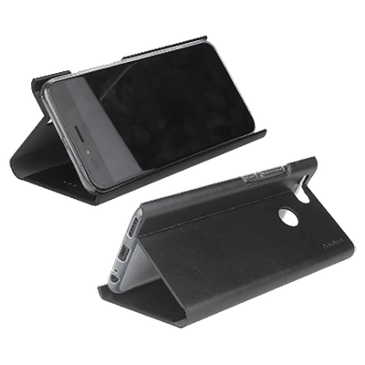 stuffcool Flipit Soft Leather Flip Cover for Redmi 7 (Built-in Stand, Black)