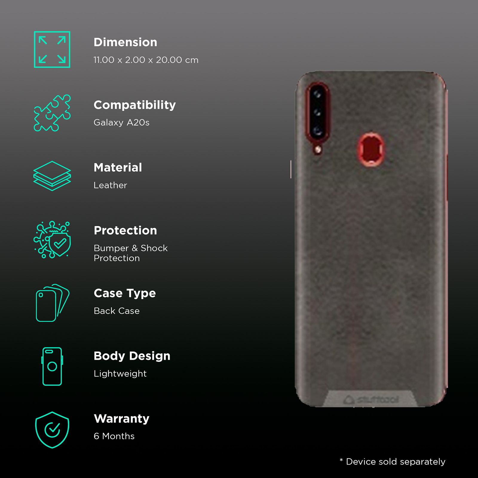 stuffcool Leather Soft Back Cover SAMSUNG Galaxy A20s (Bumper & Shock Protection, Black)_2