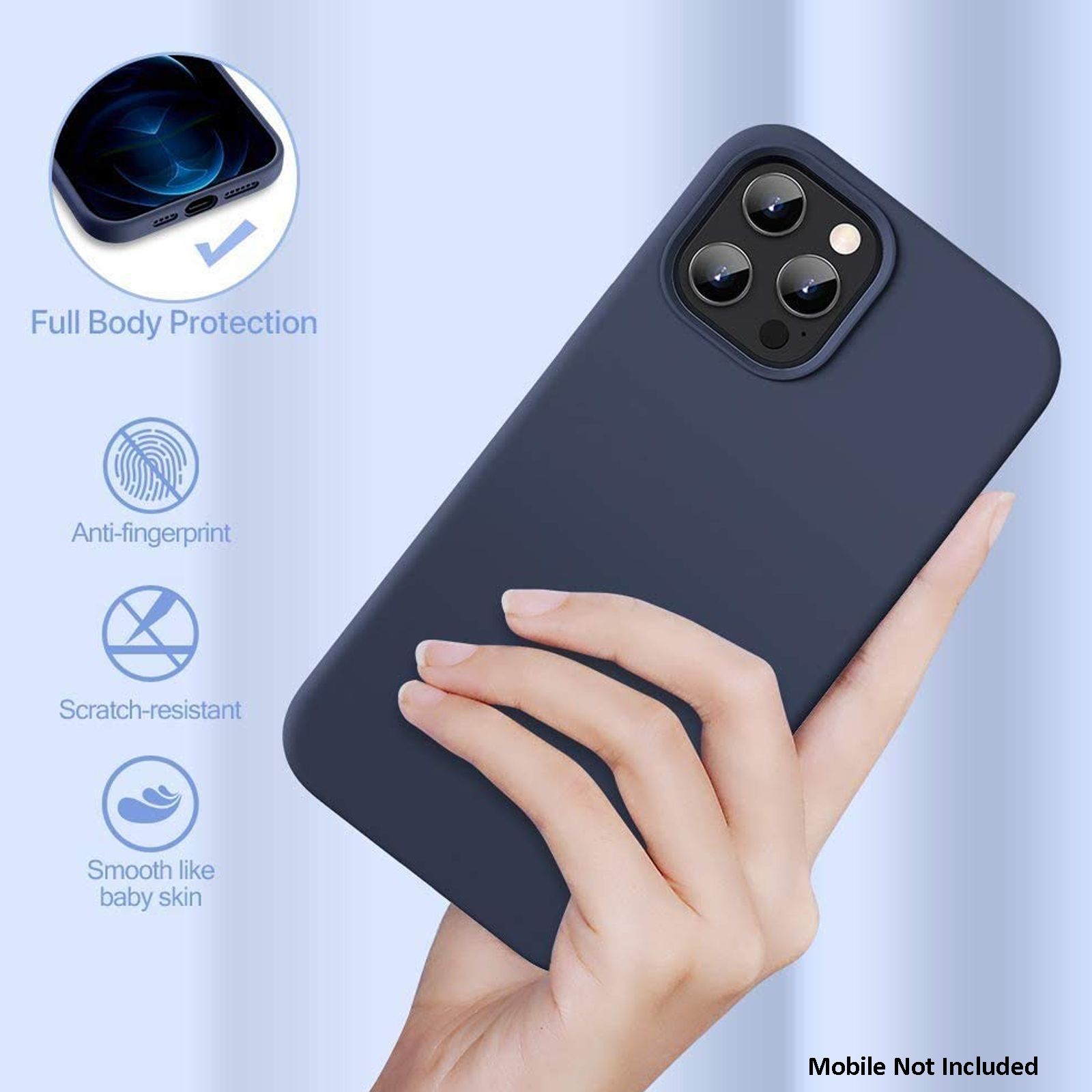 Vaku Soft Silicone & Microfiber Back Cover for Apple iPhone 12, 12 Pro (Supports Wireless Charging, Blue) Vaku Soft Silicone & Microfiber Back Cover for Apple iPhone 12, 12 Pro (Supports Wireless Charging, Blue)_6
