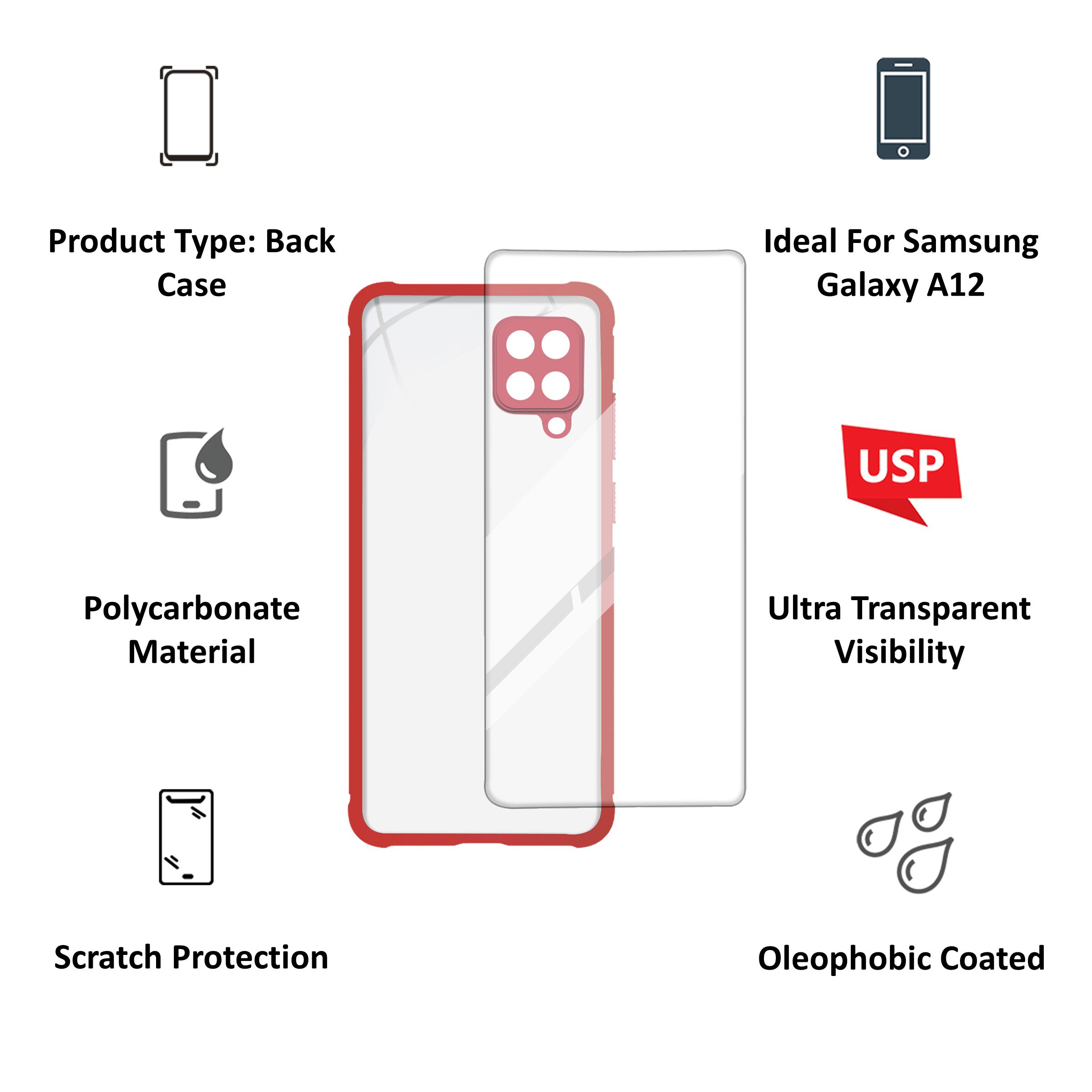 ARROW Hybrid Screen Protector & Polycarbonate Back Cover Combo for SAMSUNG Galaxy A12 (Scratch Protection, Red) ARROW Hybrid Screen Protector & Polycarbonate Back Cover Combo for SAMSUNG Galaxy A12 (Scratch Protection, Red)_4
