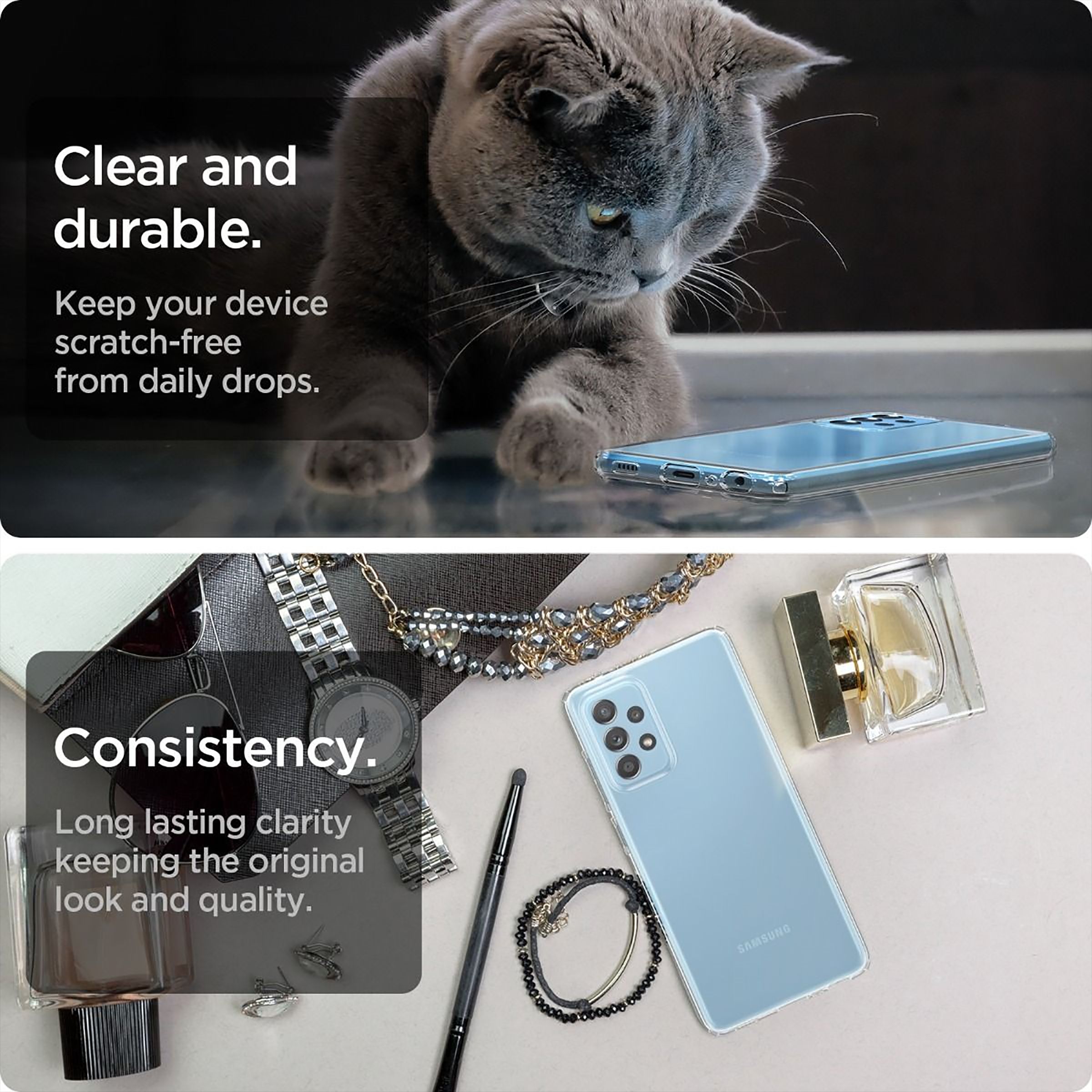 spigen Crystal Flex TPU Back Cover for Samsung Galaxy A52 (Innovative Dot System, Clear)_6