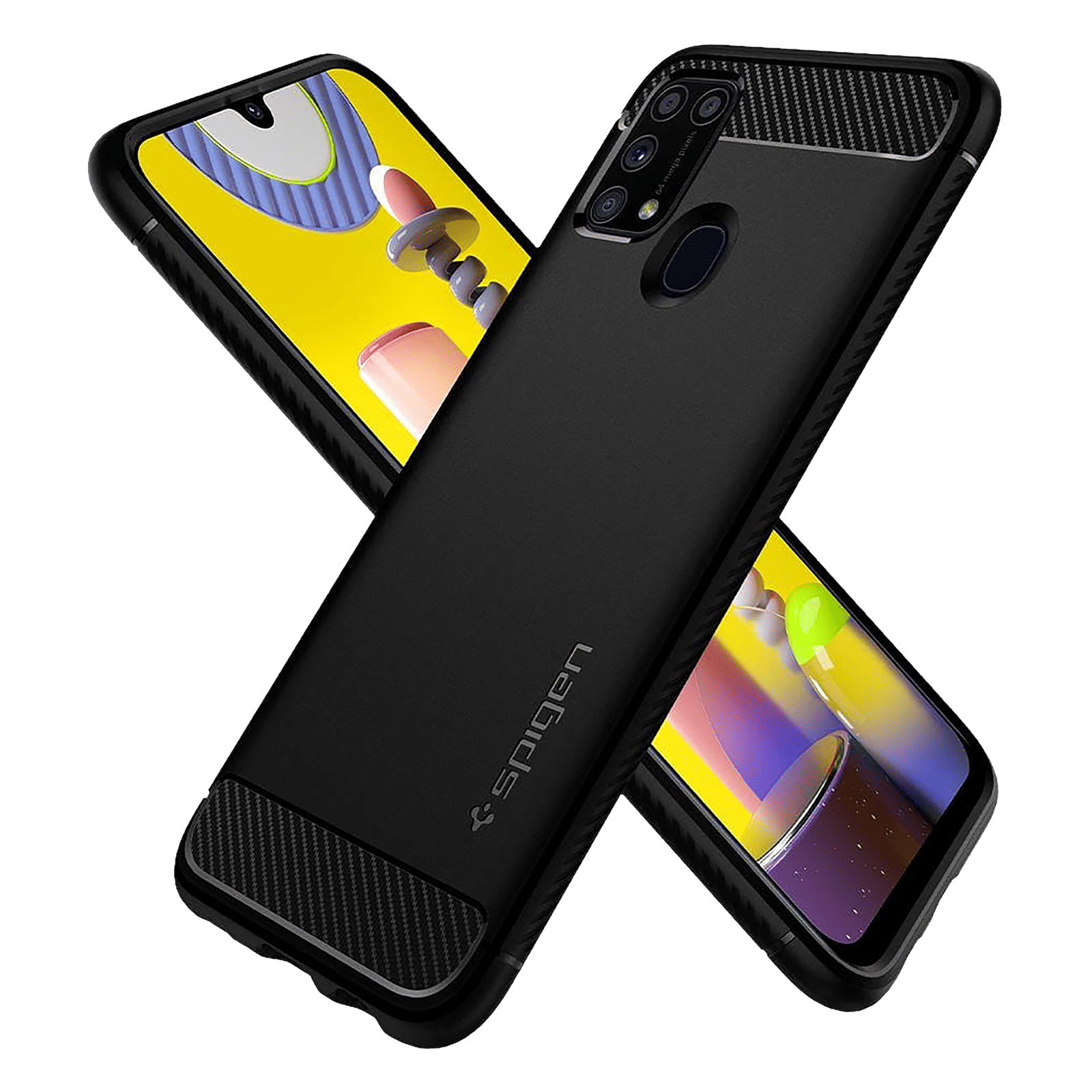 spigen Rugged Armor TPU Back Cover for SAMSUNG Galaxy M31, M31 Prime, F41 (Air Cushion Technology, Matte Black)_8