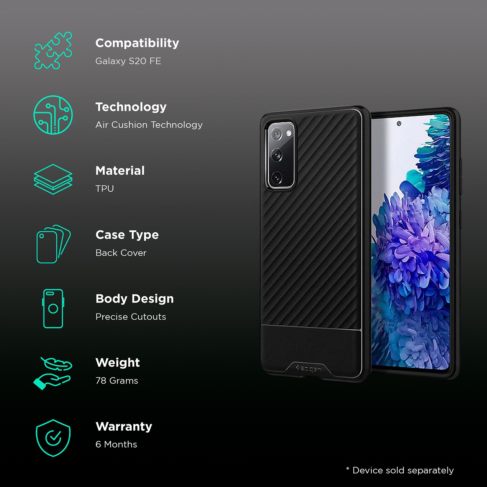 spigen Core Armor TPU Back Cover for Samsung Galaxy S20 FE (Sleek Protection, Matte Black) spigen Core Armor TPU Back Cover for Samsung Galaxy S20 FE (Sleek Protection, Matte Black)_2