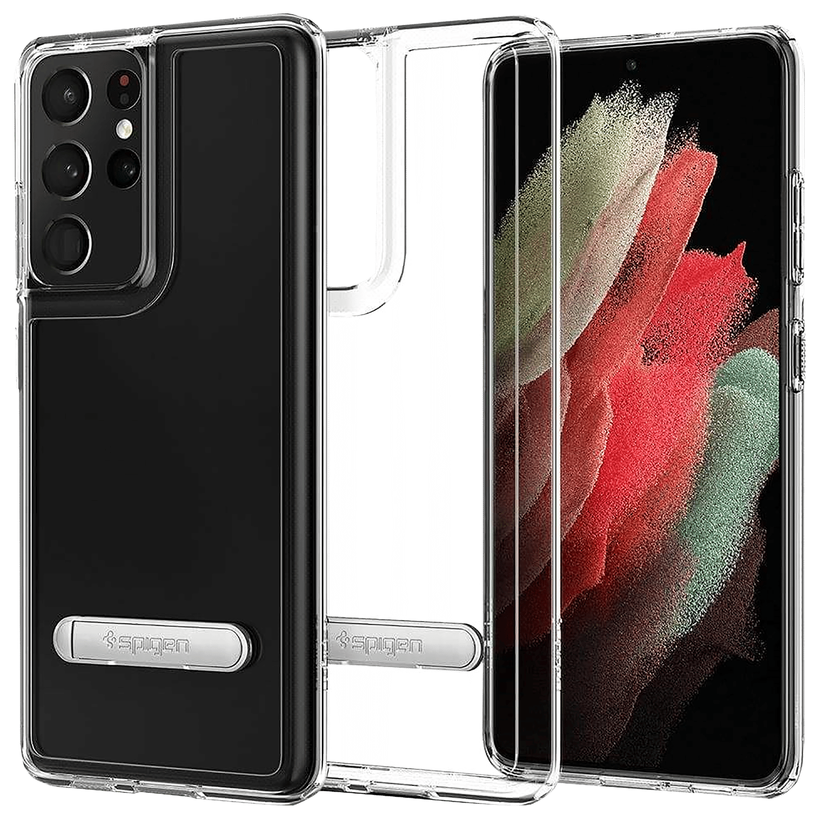 spigen Ultra Hybrid S Hard Polycarbonate & TPU Back Cover for SAMSUNG Galaxy S21 Ultra (Air Cushion Technology, Crystal Clear)_1