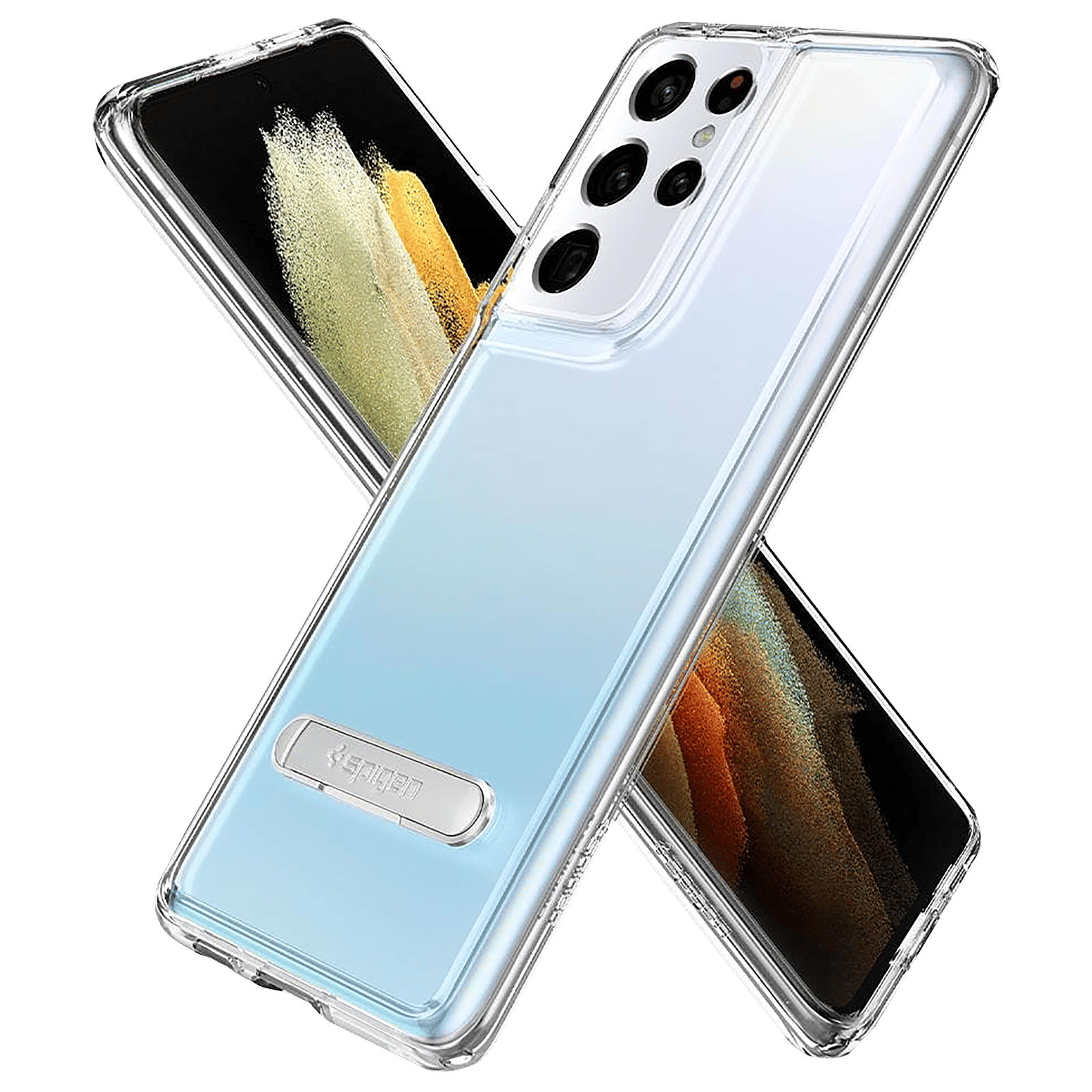spigen Ultra Hybrid S Hard Polycarbonate & TPU Back Cover for SAMSUNG Galaxy S21 Ultra (Air Cushion Technology, Crystal Clear)_10