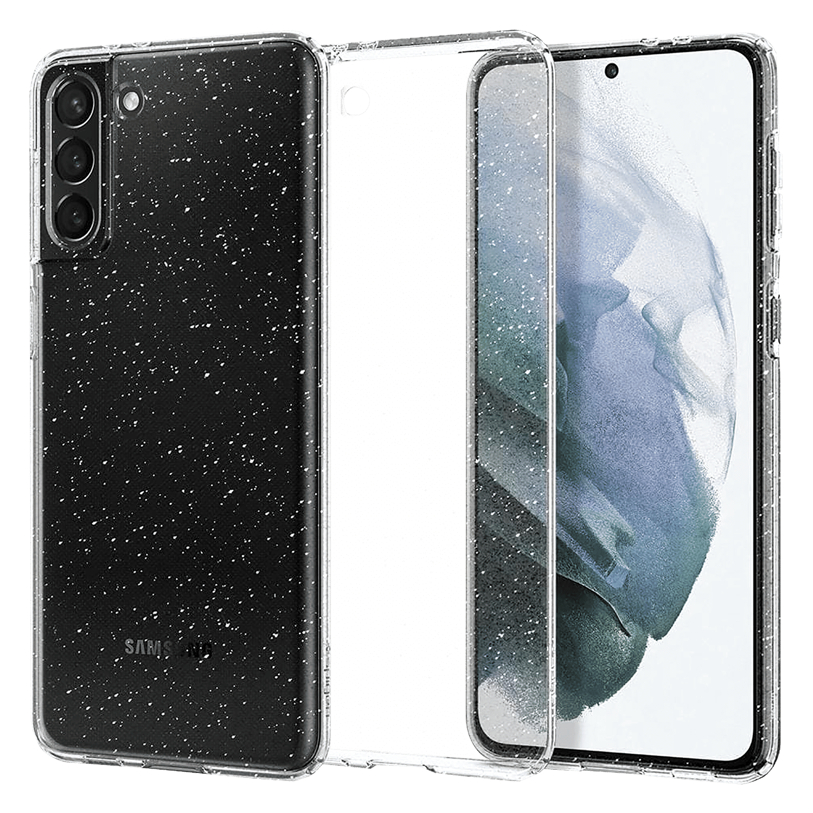spigen Liquid Crystal Glitter TPU Back Cover for SAMSUNG Galaxy S21 Plus (Wireless Charging Compatible, Crystal Quartz)_1