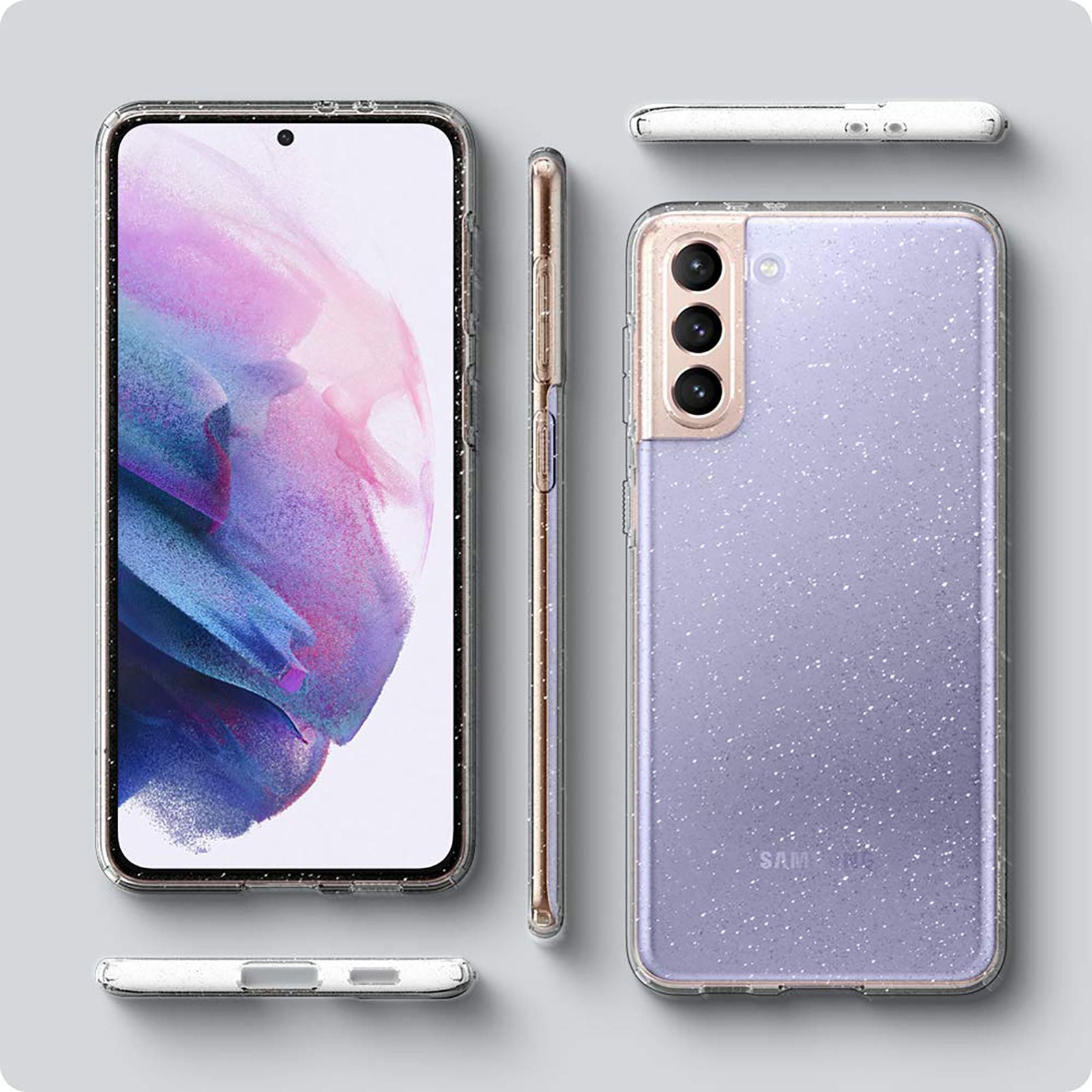 spigen Liquid Crystal Glitter TPU Back Cover for SAMSUNG Galaxy S21 Plus (Wireless Charging Compatible, Crystal Quartz)_10