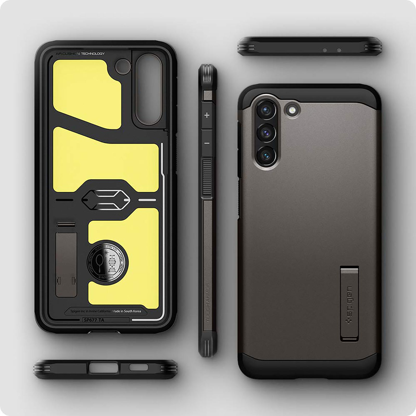 spigen Tough Armor TPU & Polycarbonate Back Case with Stand for SAMSUNG Galaxy S21 Plus (Wireless Charging Compatible, Gunmetal)_12