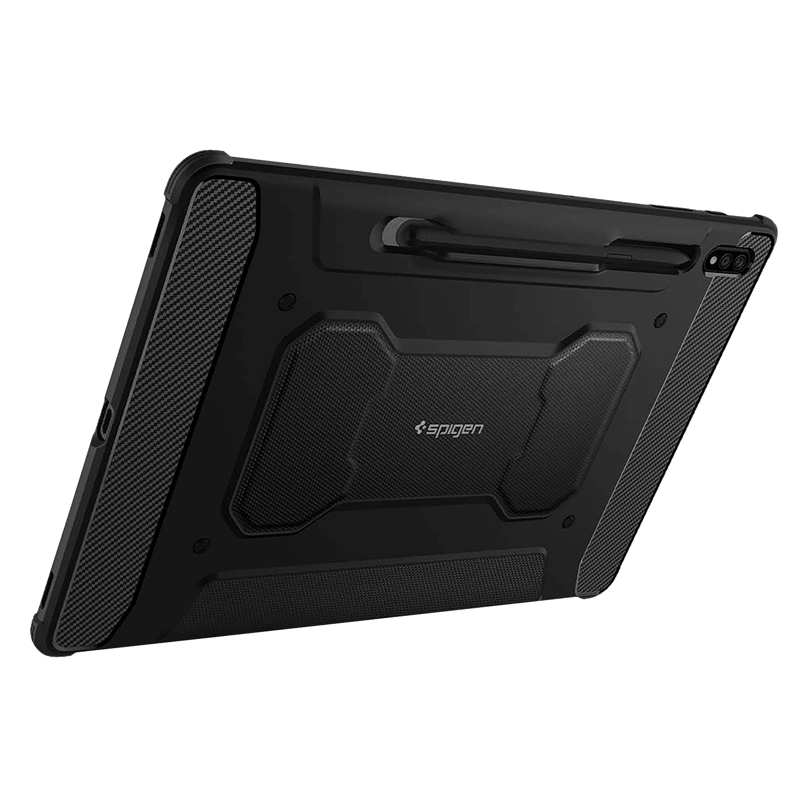 spigen Rugged Armor Pro PU Leather & TPU Full Cover Case For Galaxy Tab S7 Plus (Air Cushion Technology, ACS01607, Black)_10