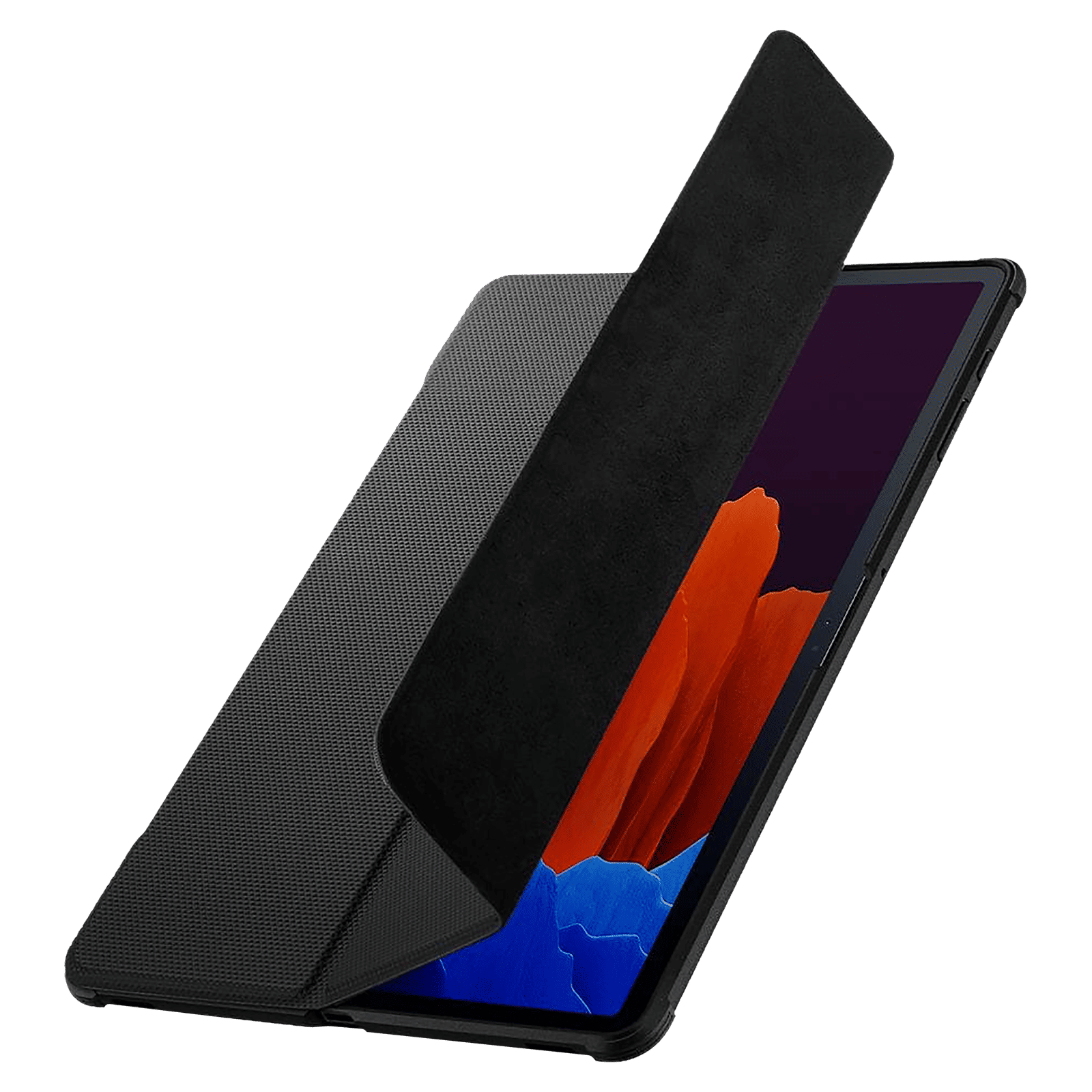 spigen Rugged Armor Pro PU Leather & TPU Full Cover Case For Galaxy Tab S7 Plus (Air Cushion Technology, ACS01607, Black)_13