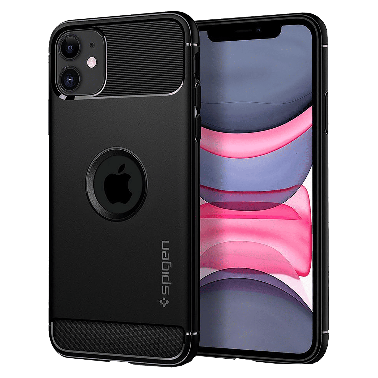 spigen Rugged Armor TPU Back Cover for Apple iPhone 11 (Air Cushion Technology, Matte Black)_1