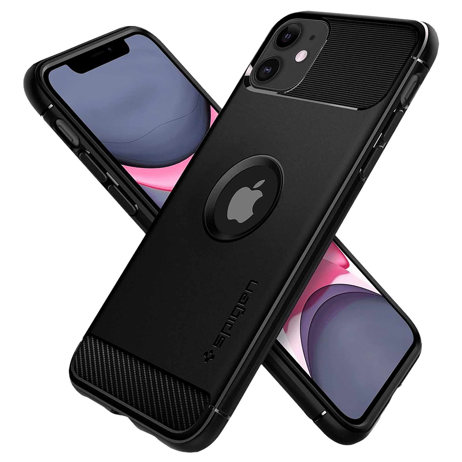 spigen Rugged Armor TPU Back Cover for Apple iPhone 11 (Air Cushion Technology, Matte Black)_9