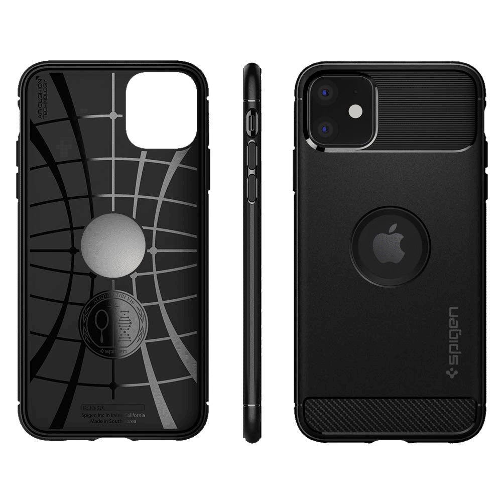 spigen Rugged Armor TPU Back Cover for Apple iPhone 11 (Air Cushion Technology, Matte Black)_10