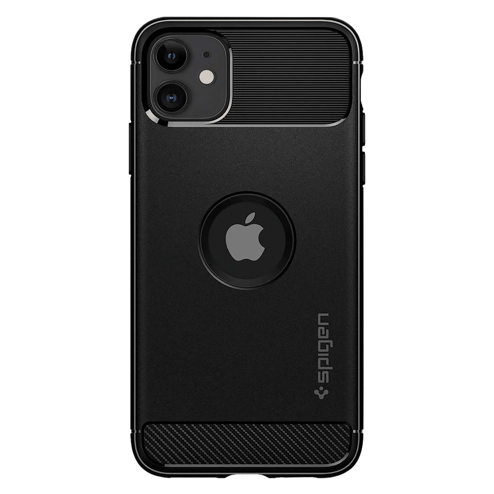 spigen Rugged Armor TPU Back Cover for Apple iPhone 11 (Air Cushion Technology, Matte Black)_4