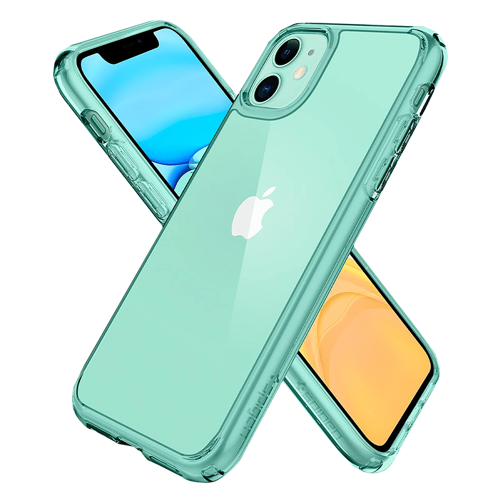 spigen Ultra Hybrid TPU & Polycarbonate Back Cover for Apple iPhone 11 (Air Cushion Technology, Green Crystal)_9