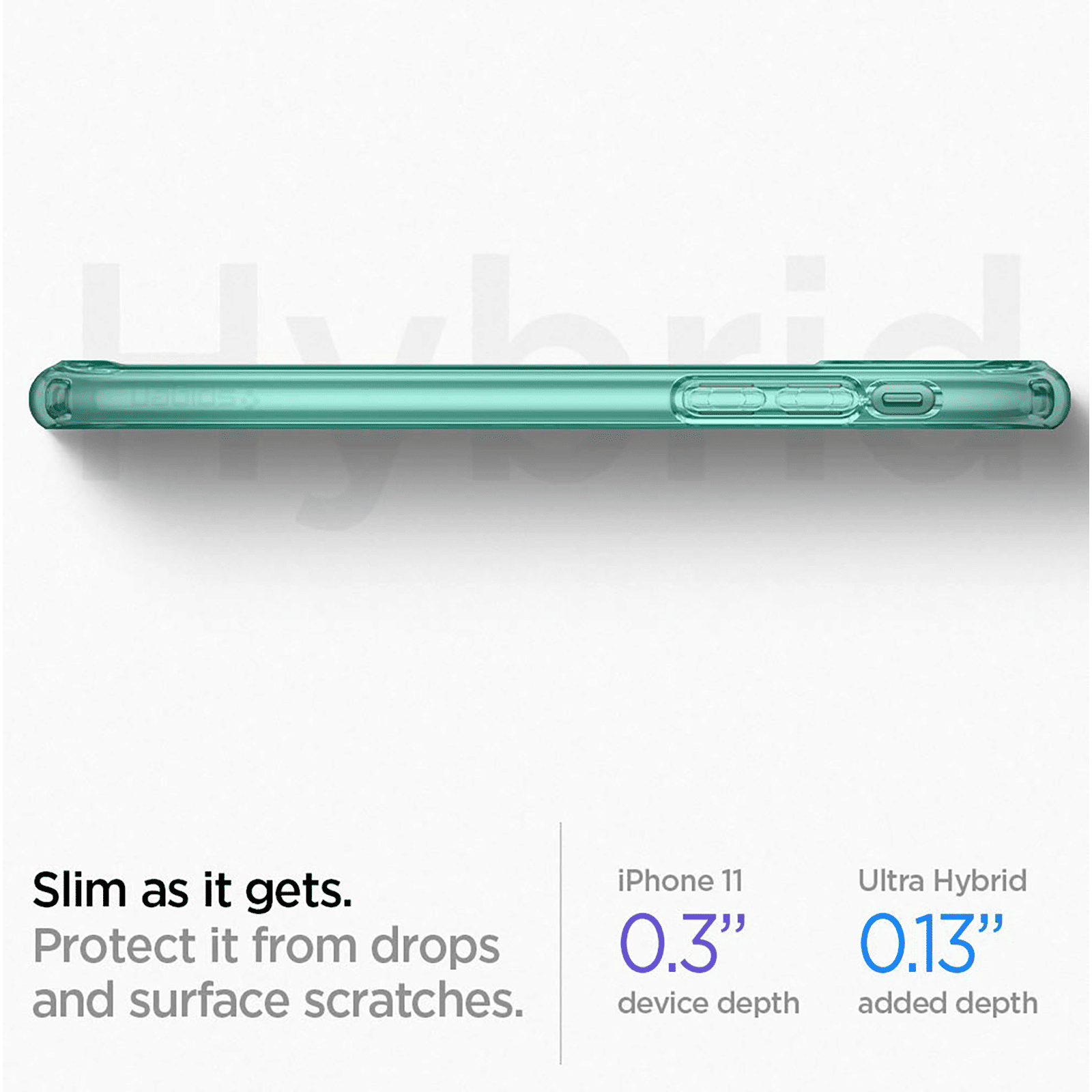 spigen Ultra Hybrid TPU & Polycarbonate Back Cover for Apple iPhone 11 (Air Cushion Technology, Green Crystal)_11