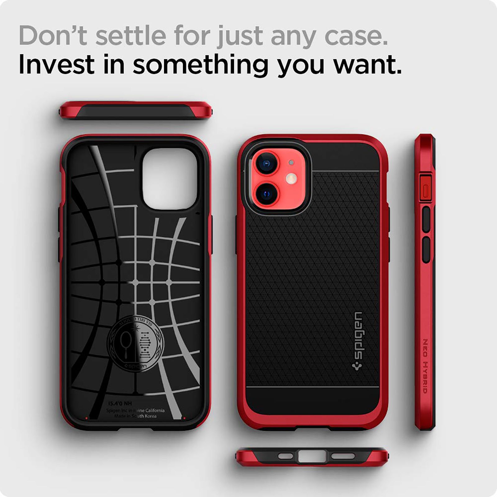 spigen Neo Hybrid TPU & Polycarbonate Back Cover for Apple iPhone 12 Mini (Wireless Charging Compatible, Red)_13