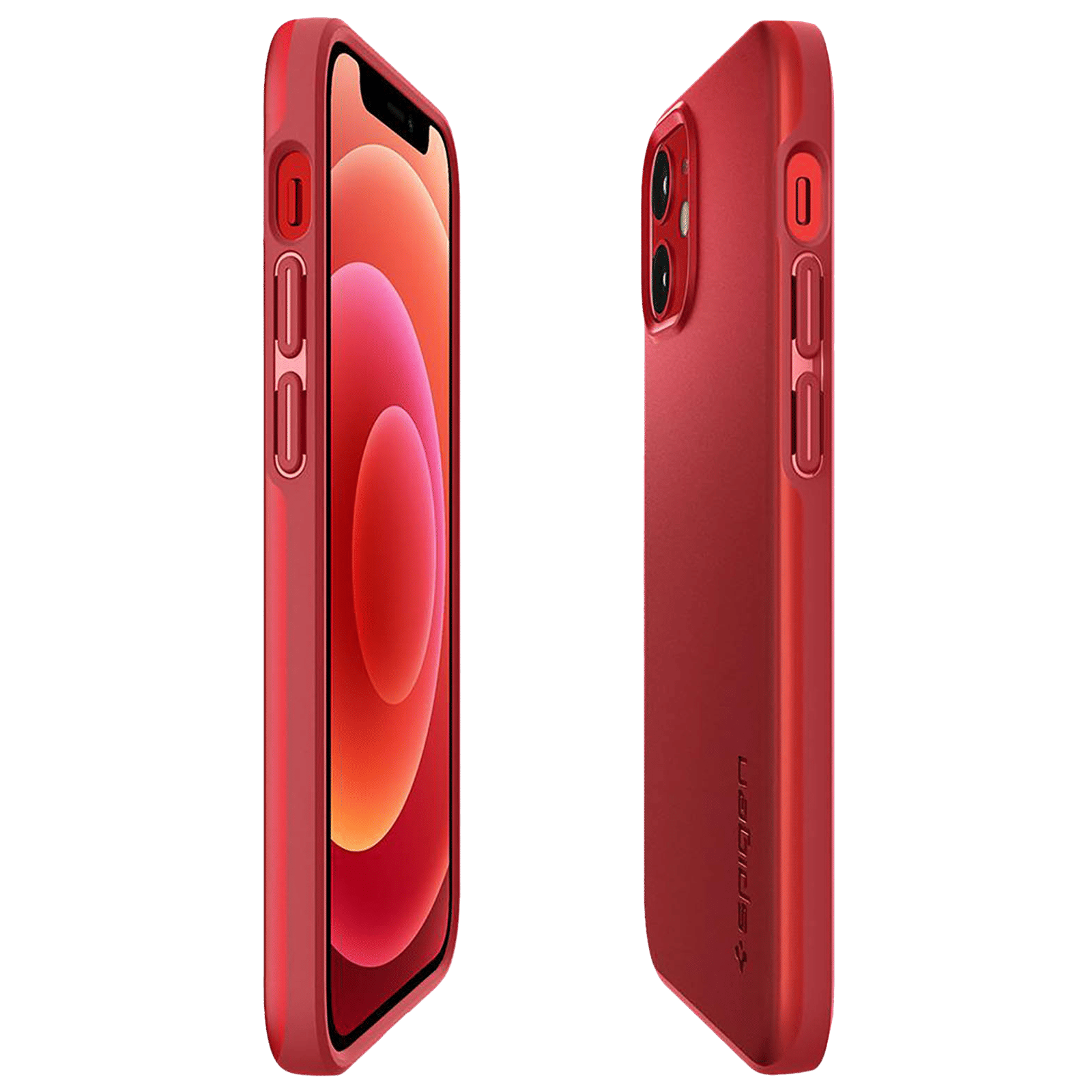 spigen Thin Fit TPU & Polycarbonate Back Cover for Apple iPhone 12 Mini (Wireless Charging Compatible, Red) spigen Thin Fit TPU & Polycarbonate Back Cover for Apple iPhone 12 Mini (Wireless Charging Compatible, Red)_9