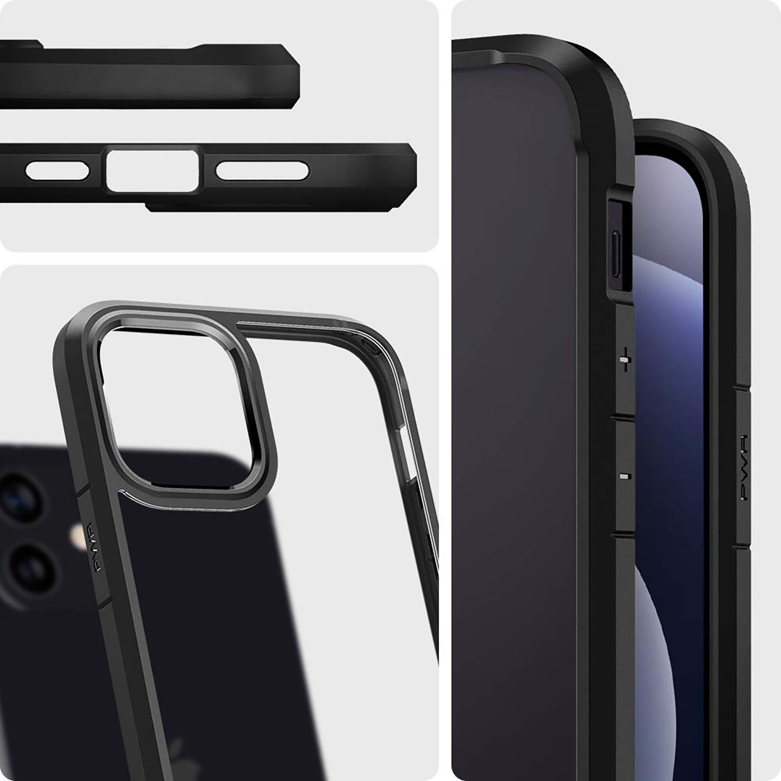 spigen Ultra Hybrid TPU & Polycarbonate Back Cover for Apple iPhone 12 Mini (Air Cushion Technology, Matte Black)_13