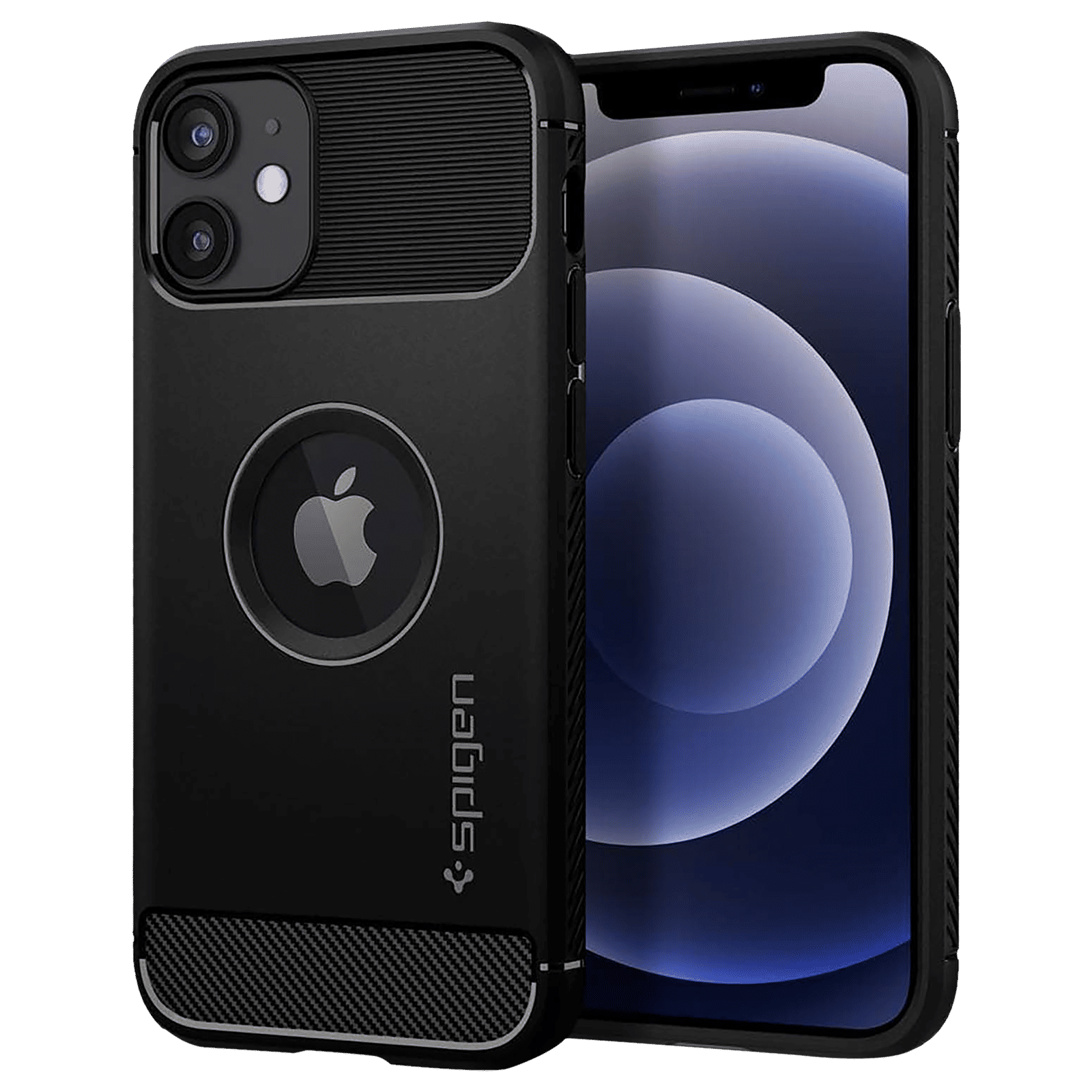 spigen Rugged Armor TPU Back Cover for Apple iPhone 12 Mini (Wireless Charging Compatible, Matte Black) spigen Rugged Armor TPU Back Cover for Apple iPhone 12 Mini (Wireless Charging Compatible, Matte Black)_1