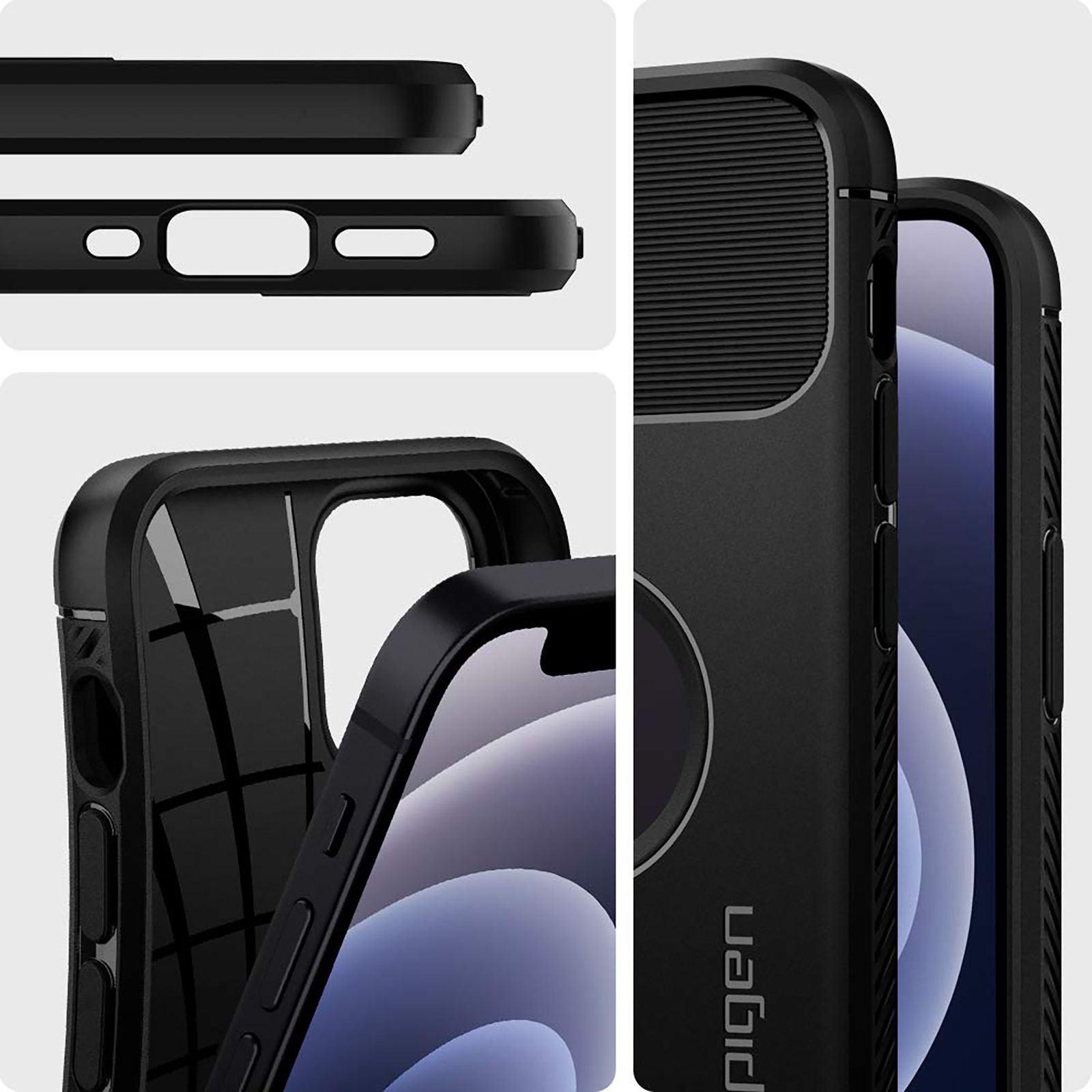 spigen Rugged Armor TPU Back Cover for Apple iPhone 12 Mini (Wireless Charging Compatible, Matte Black) spigen Rugged Armor TPU Back Cover for Apple iPhone 12 Mini (Wireless Charging Compatible, Matte Black)_12