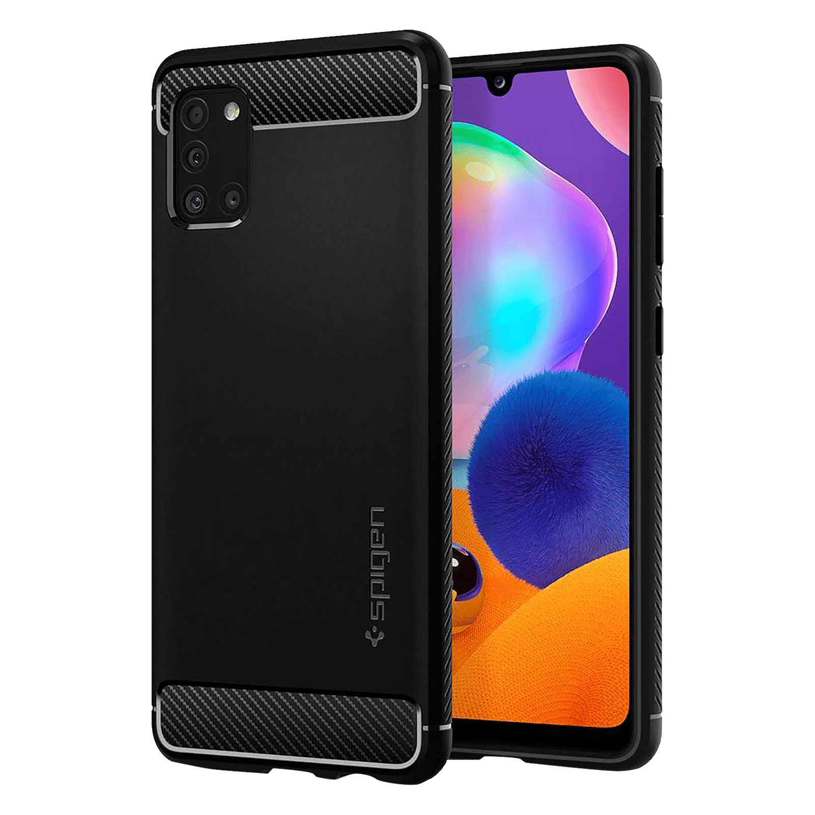 spigen Rugged Armor Soft TPU Back Cover for SAMSUNG Galaxy A31 (Air Cushion Technology, Matte Black)_1
