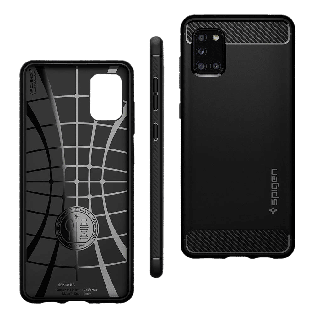 spigen Rugged Armor Soft TPU Back Cover for SAMSUNG Galaxy A31 (Air Cushion Technology, Matte Black)_11