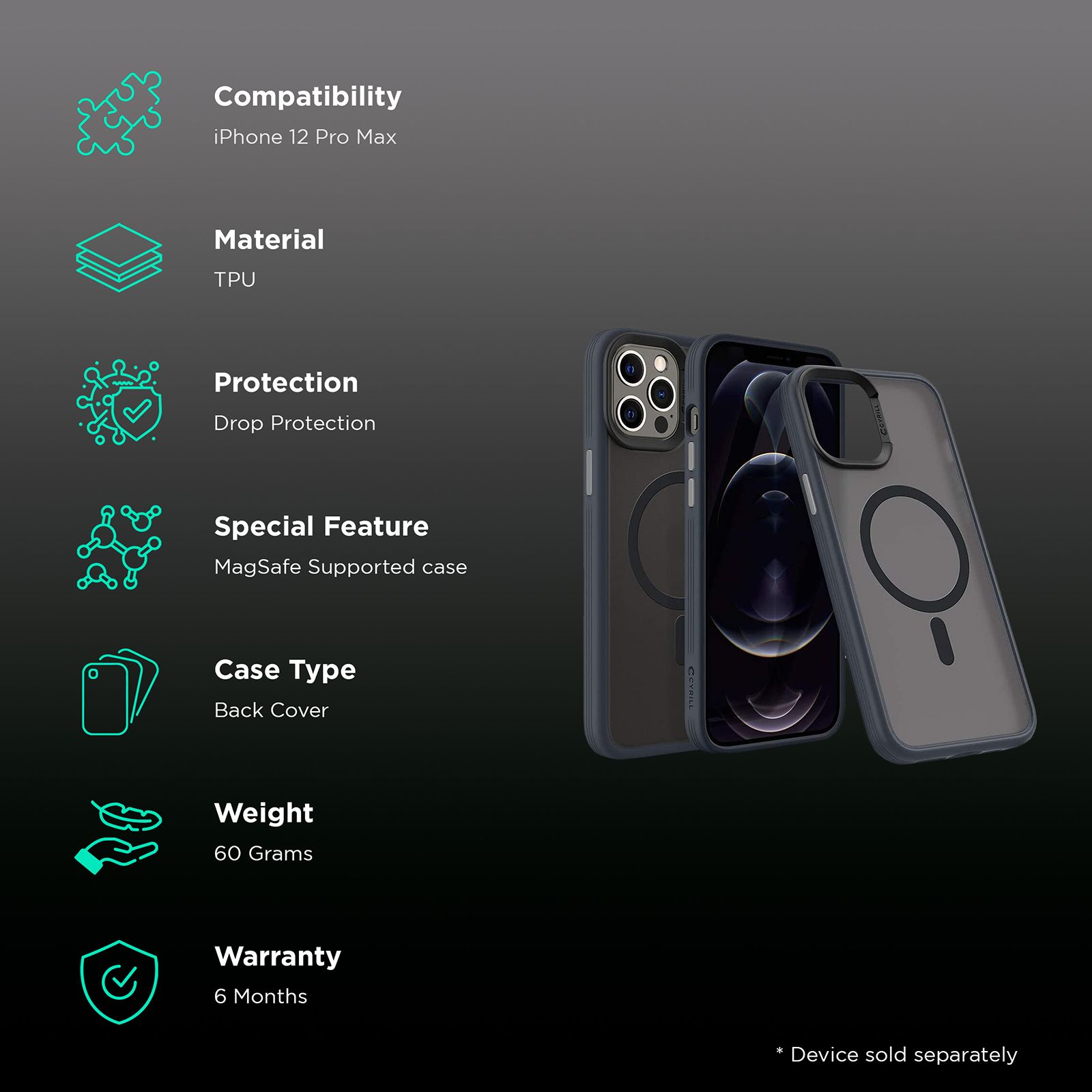 spigen Cyrill TPU Back Cover for Apple iPhone 12 Pro Max (MagSafe Supported case, Graphite) spigen Cyrill TPU Back Cover for Apple iPhone 12 Pro Max (MagSafe Supported case, Graphite)_2