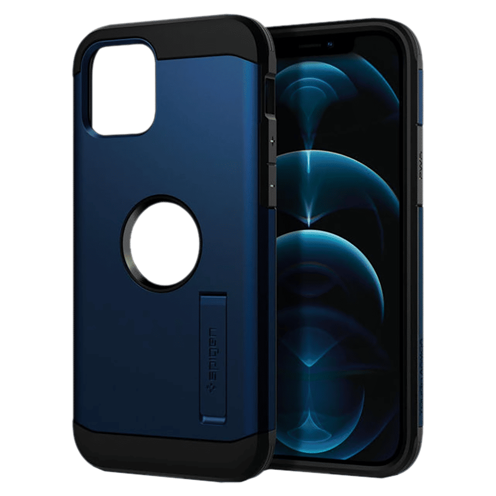 spigen Tough Armor Polycarbonate & TPU Back Cover for Apple iPhone 12, 12 Pro (Supports Wireless Charging, Navy Blue)_13