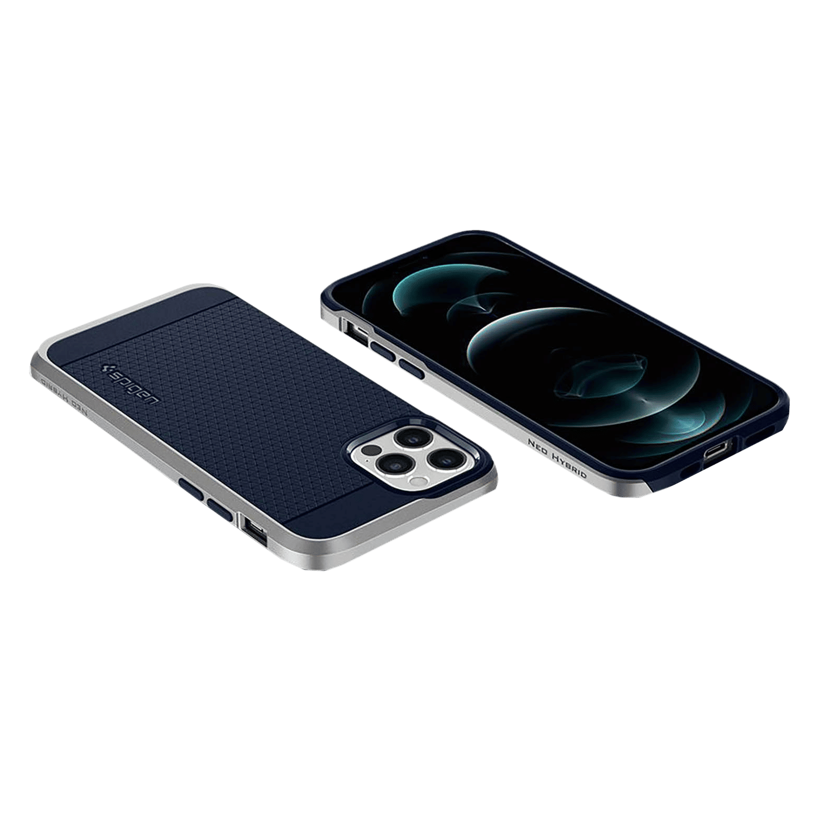 spigen Neo Hybrid Polycarbonate & TPU Back Cover for Apple iPhone 12, 12 Pro (Raised Edges, Satin Silver)_11