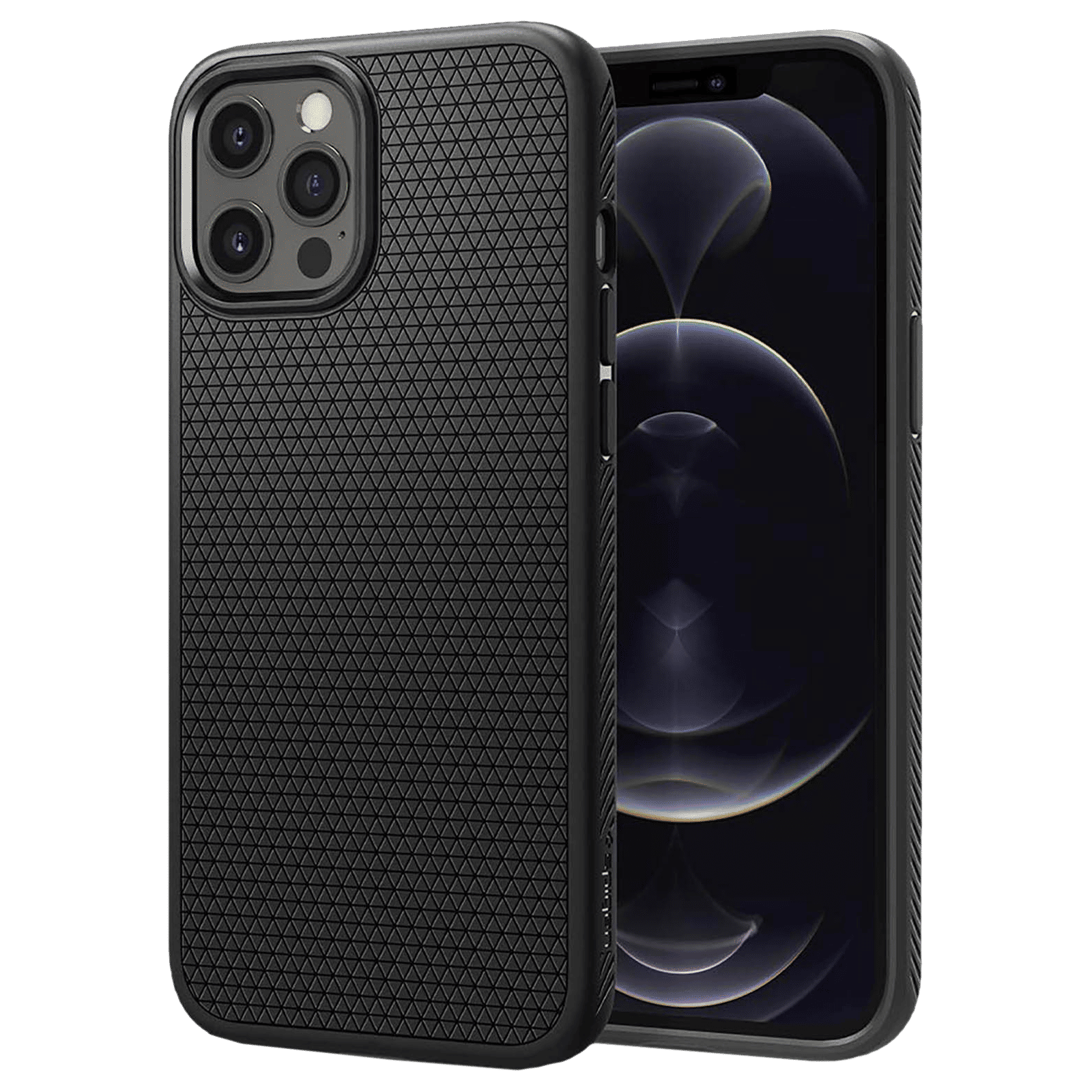 spigen Liquid Air TPU Back Cover for Apple iPhone 12, 12 Pro (Wireless Charging Compatible, Matte Black)_1