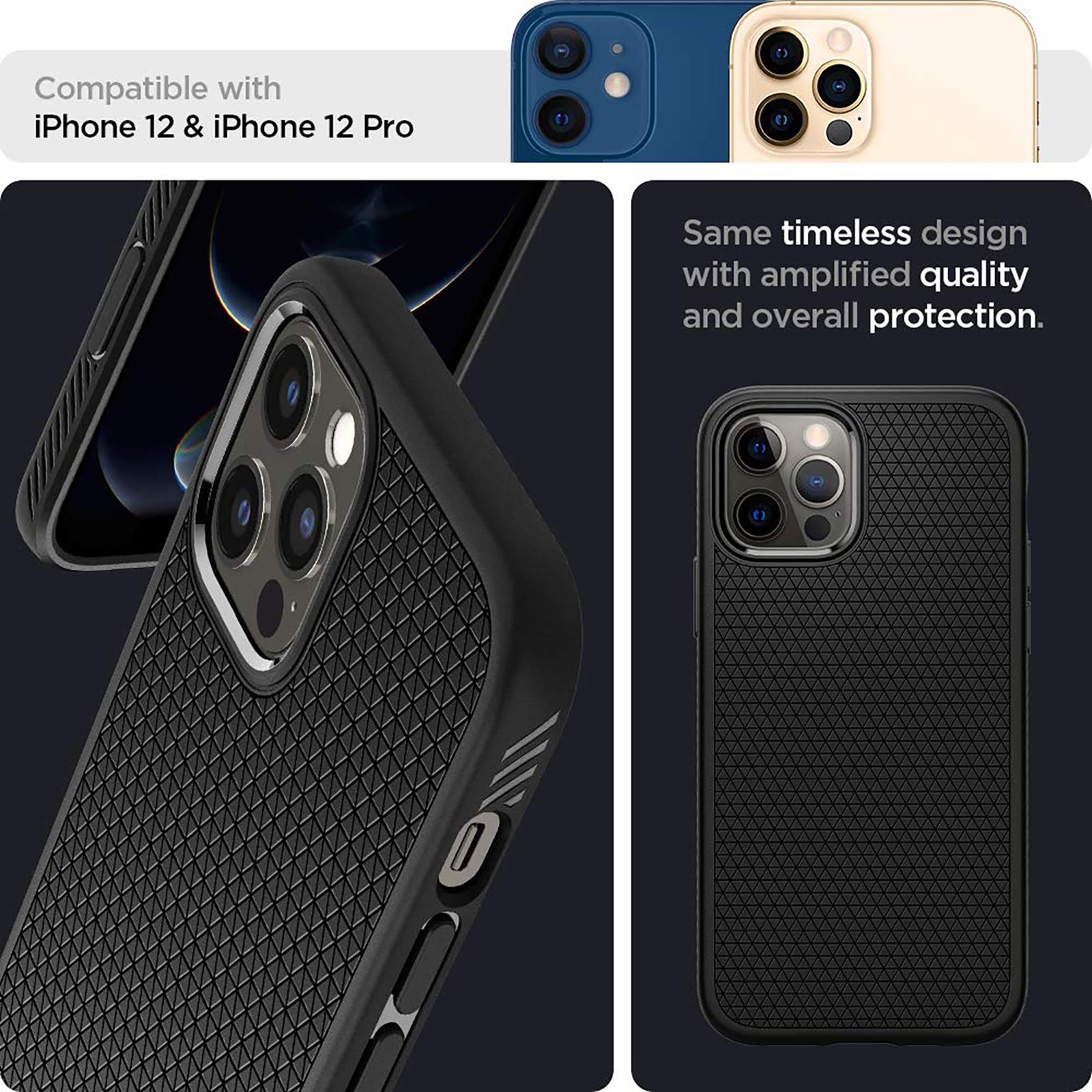 spigen Liquid Air TPU Back Cover for Apple iPhone 12, 12 Pro (Wireless Charging Compatible, Matte Black)_7