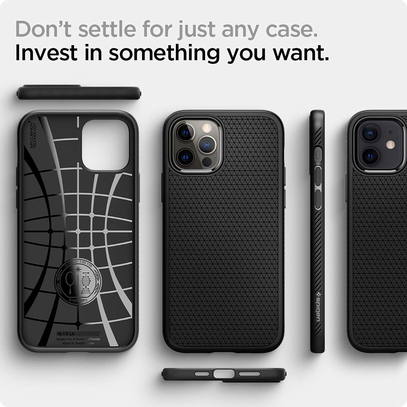 spigen Liquid Air TPU Back Cover for Apple iPhone 12, 12 Pro (Wireless Charging Compatible, Matte Black)_3