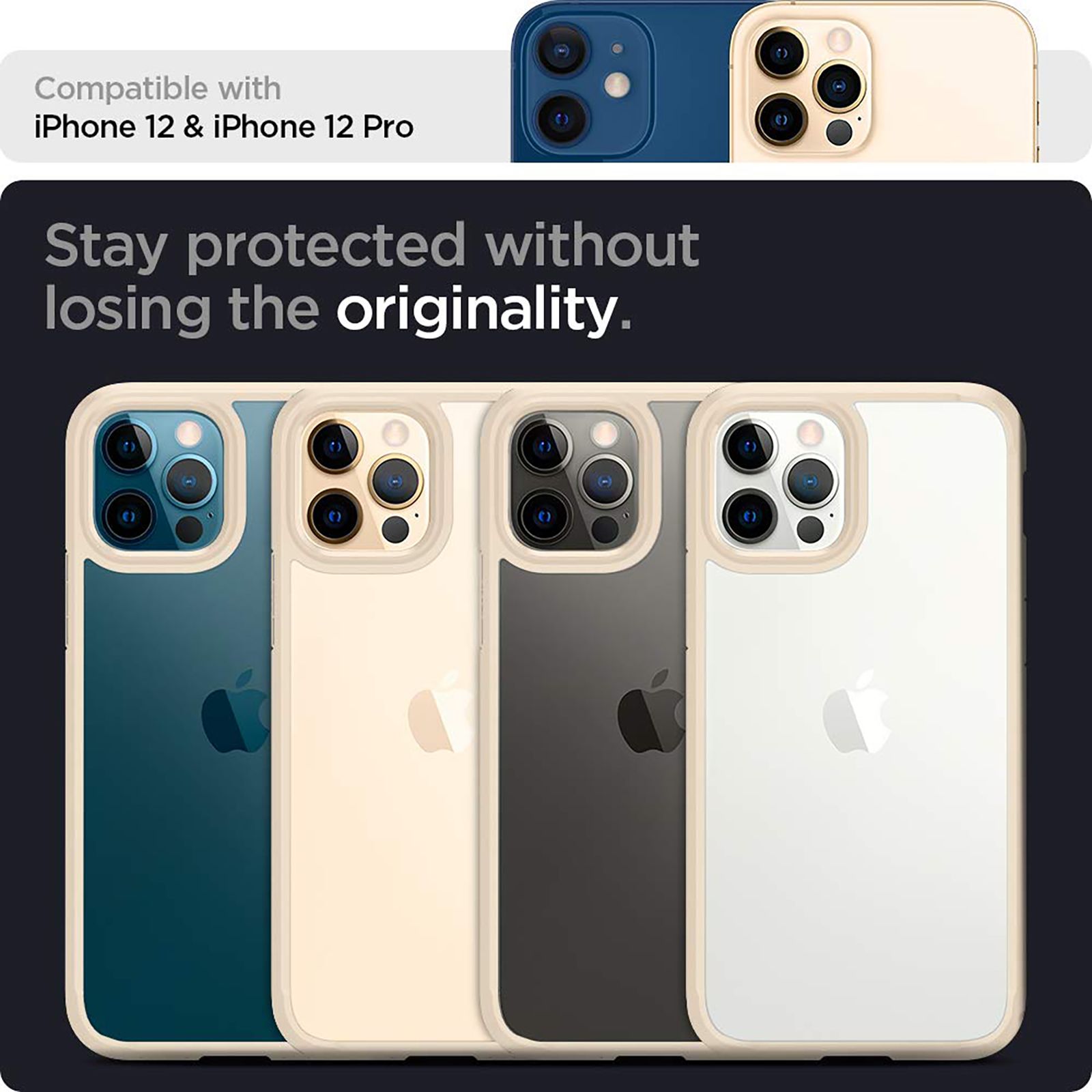 spigen Ultra Hybrid TPU & Polycarbonate Back Cover for Apple iPhone 12, 12 Pro (Supports Wireless Charging, Sand Beige) spigen Ultra Hybrid TPU & Polycarbonate Back Cover for Apple iPhone 12, 12 Pro (Supports Wireless Charging, Sand Beige)_8