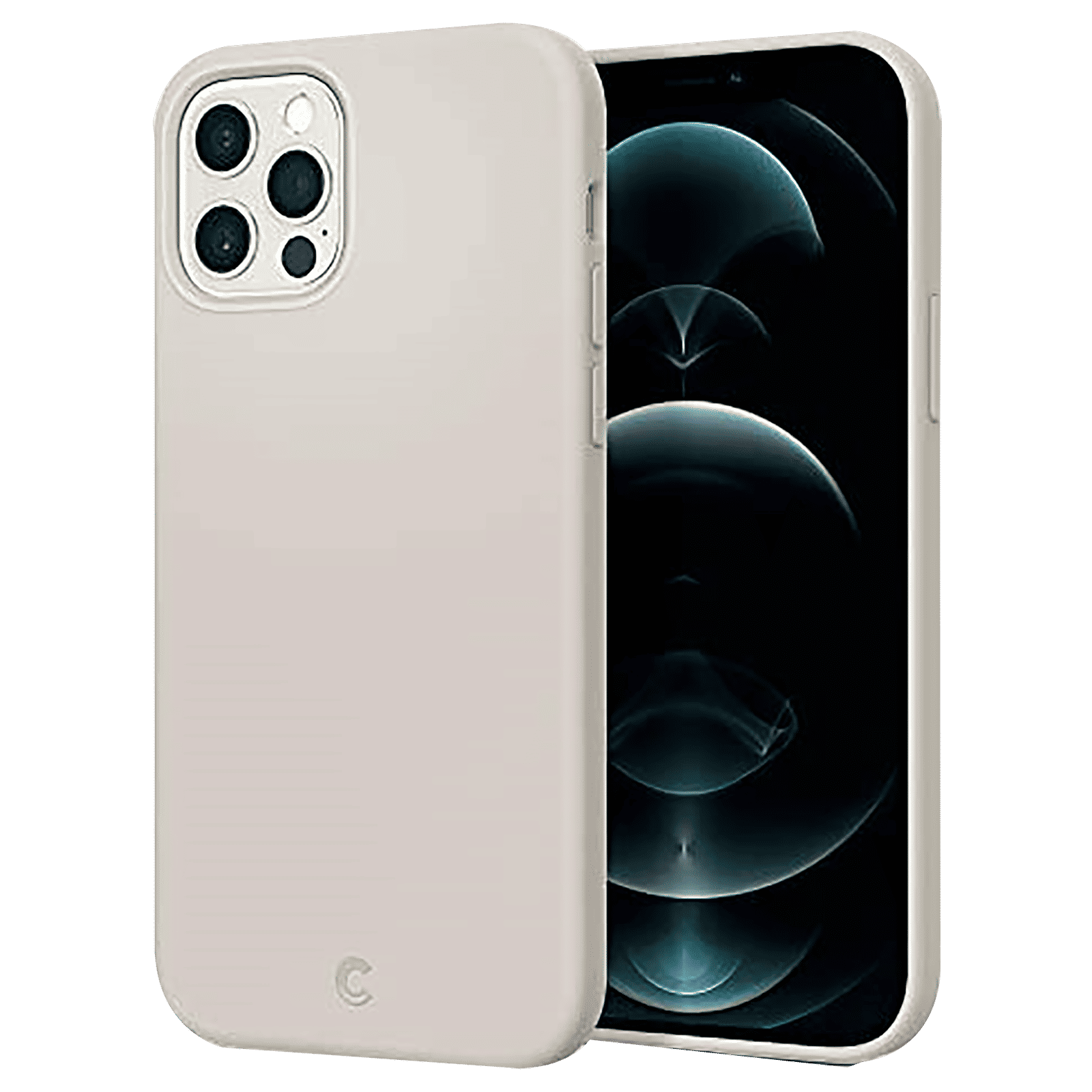 spigen Soft Silicone Back Cover for Apple iPhone 12, 12 Pro (Wireless Charging Compatible, Stone)_1