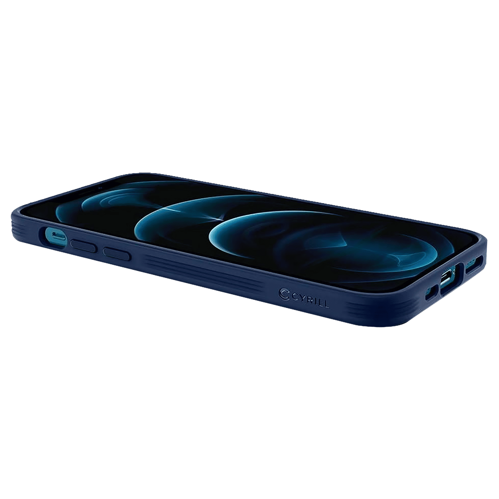 spigen Cyrill Polycarbonate,TPU & Faux Leather Back Cover for Apple iPhone 12, 12 Pro (Air Cushion Technology, Navy)_9