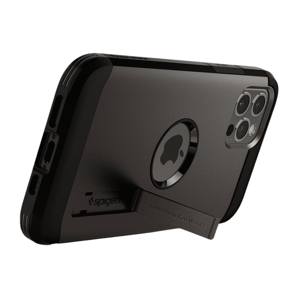 spigen Tough Armor TPU & Polycarbonate Back Case with Stand for Apple iPhone 12, 12 Pro (Wireless Charging Compatible, Gunmetal)_10