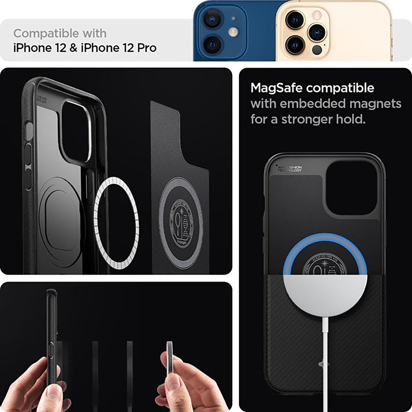 spigen Mag Armor TPU & PC Back Case For iPhone 12/iPhone 12 Pro (Slim & Grip-Friendly, ACS01865, Matte Black) spigen Mag Armor TPU & PC Back Case For iPhone 12/iPhone 12 Pro (Slim & Grip-Friendly, ACS01865, Matte Black)_16