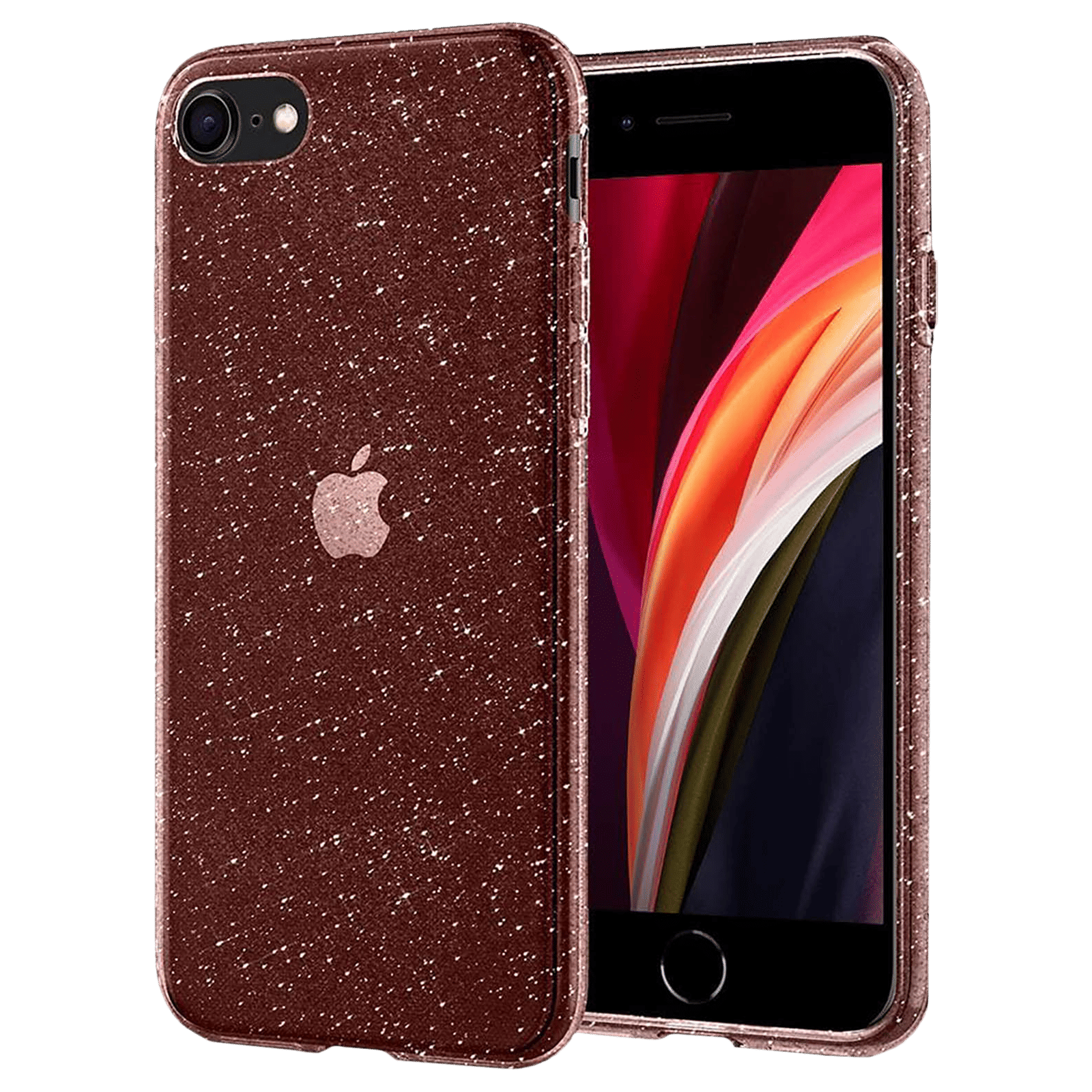 spigen Liquid Crystal Glitter TPU & Polycarbonate Back Cover for Apple iPhone 7, 8, SE (Wireless Charging Compatible, Crystal Quartz)_1