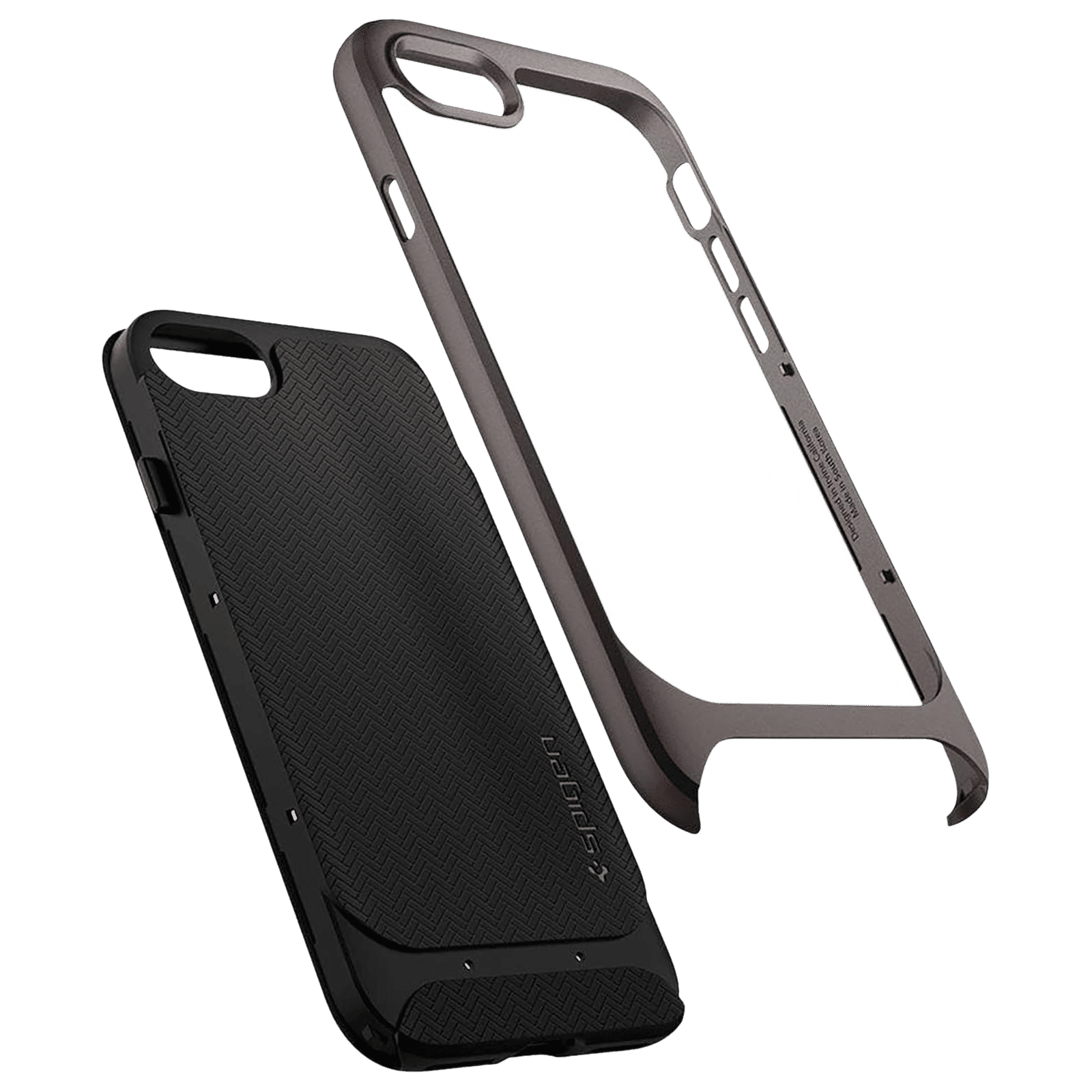 spigen Neo Hybrid Herringbone TPU & PC Back Case For iPhone SE (2020) (Air Cushion Technology, 054CS22197, Gunmetal)_7