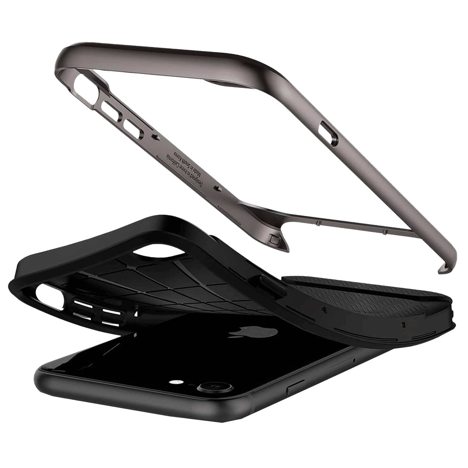 spigen Neo Hybrid Herringbone TPU & PC Back Case For iPhone SE (2020) (Air Cushion Technology, 054CS22197, Gunmetal)_8