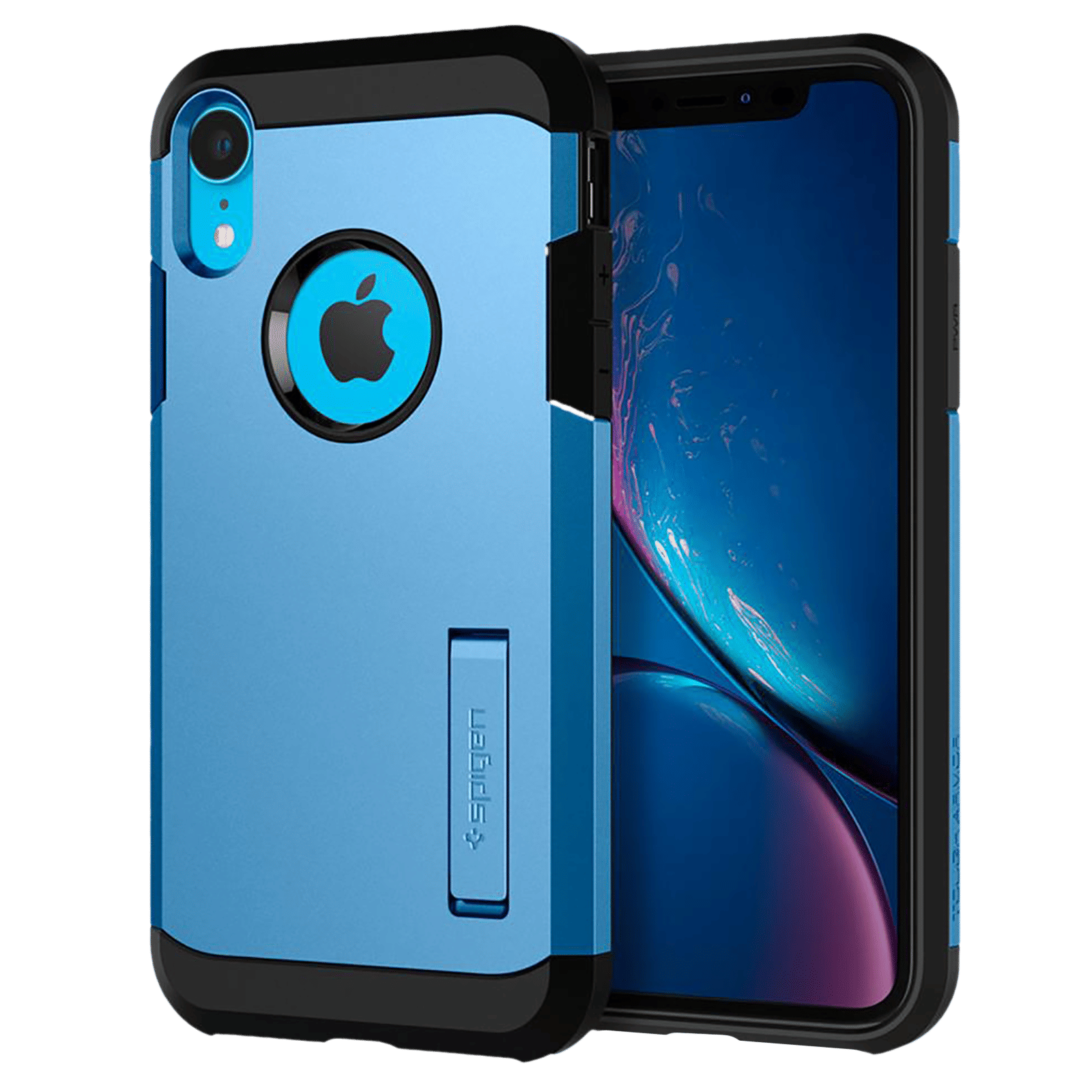 spigen Tough Armor TPU & Polycarbonate Back Case with Stand for Apple iPhone XR (Wireless Charging Compatible, Blue) spigen Tough Armor TPU & Polycarbonate Back Case with Stand for Apple iPhone XR (Wireless Charging Compatible, Blue)_1