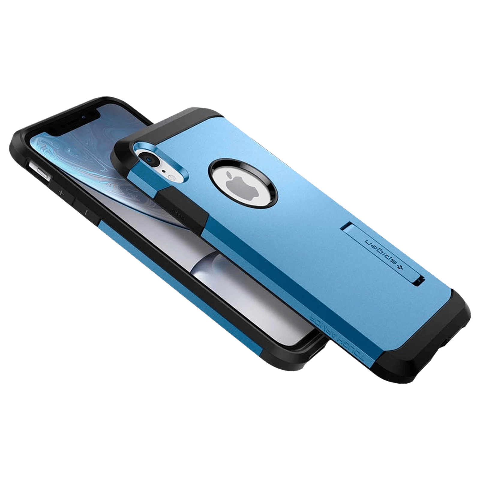 spigen Tough Armor TPU & Polycarbonate Back Case with Stand for Apple iPhone XR (Wireless Charging Compatible, Blue) spigen Tough Armor TPU & Polycarbonate Back Case with Stand for Apple iPhone XR (Wireless Charging Compatible, Blue)_9
