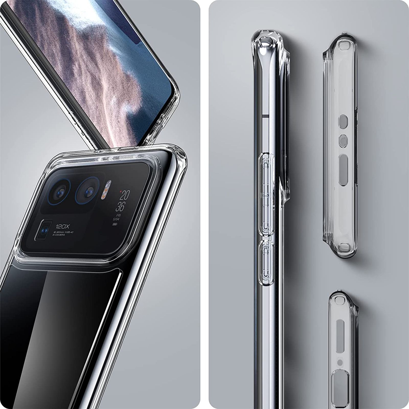 spigen Ultra Hybrid TPU & Polycarbonate Back Cover for Xiaomi Mi 11 Ultra (Wireless Charging Compatible?, Crystal Clear)_7