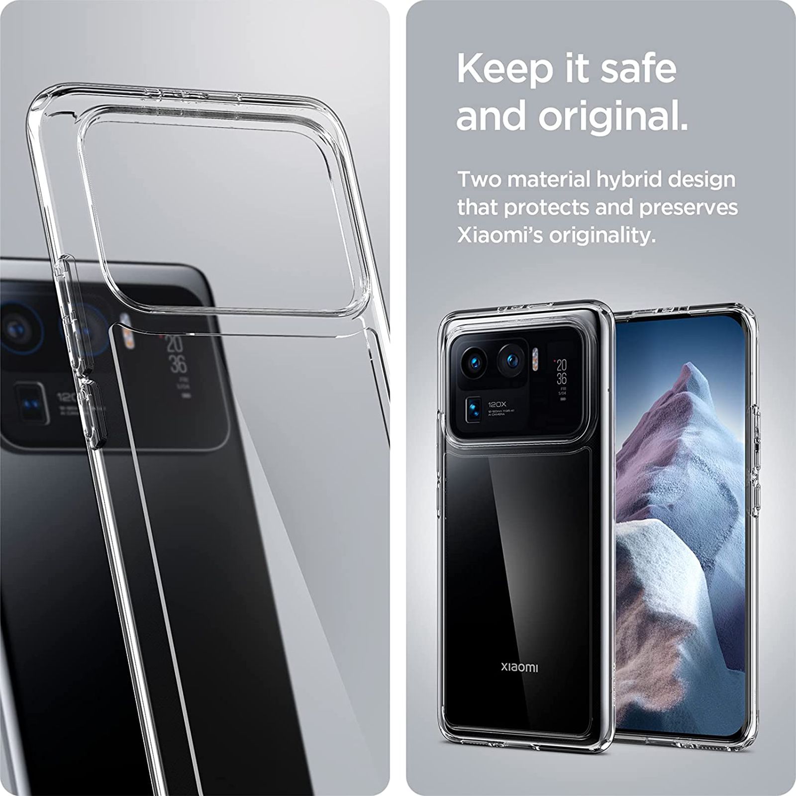 spigen Ultra Hybrid TPU & Polycarbonate Back Cover for Xiaomi Mi 11 Ultra (Wireless Charging Compatible?, Crystal Clear)_5